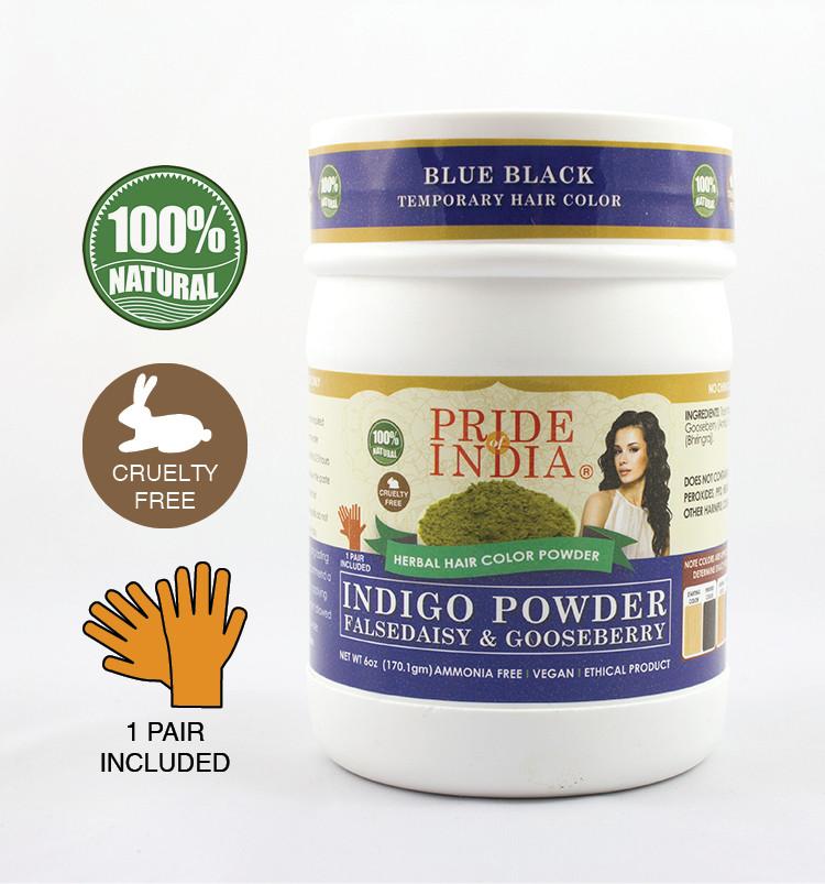 Hair Bloom Natural Blue Black Hair Color jar with herbal ingredients, showcasing its natural and chemical-free formula.