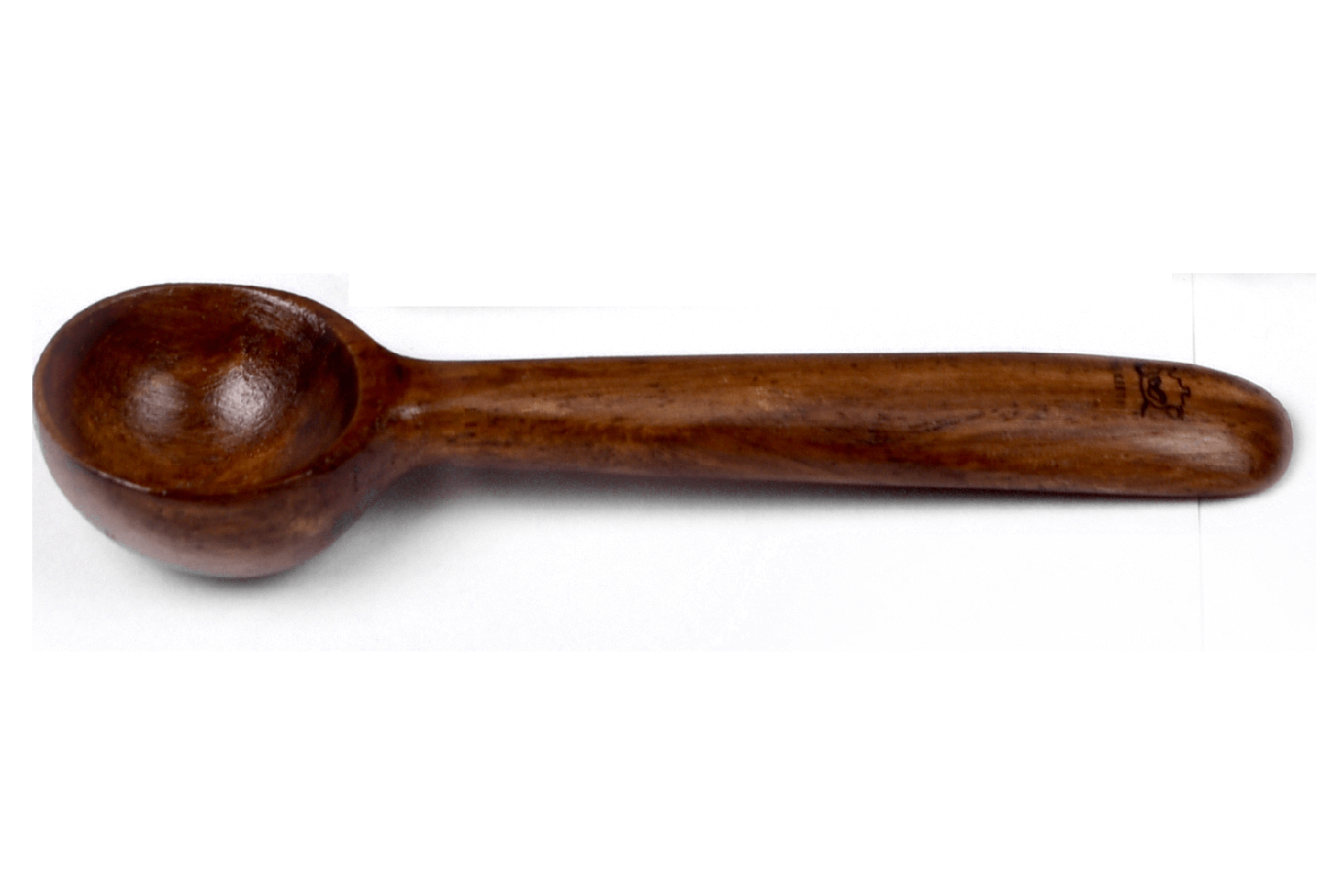 A beautifully handcrafted wooden teaspoon designed for measuring loose leaf tea, showcasing unique wood grain patterns.