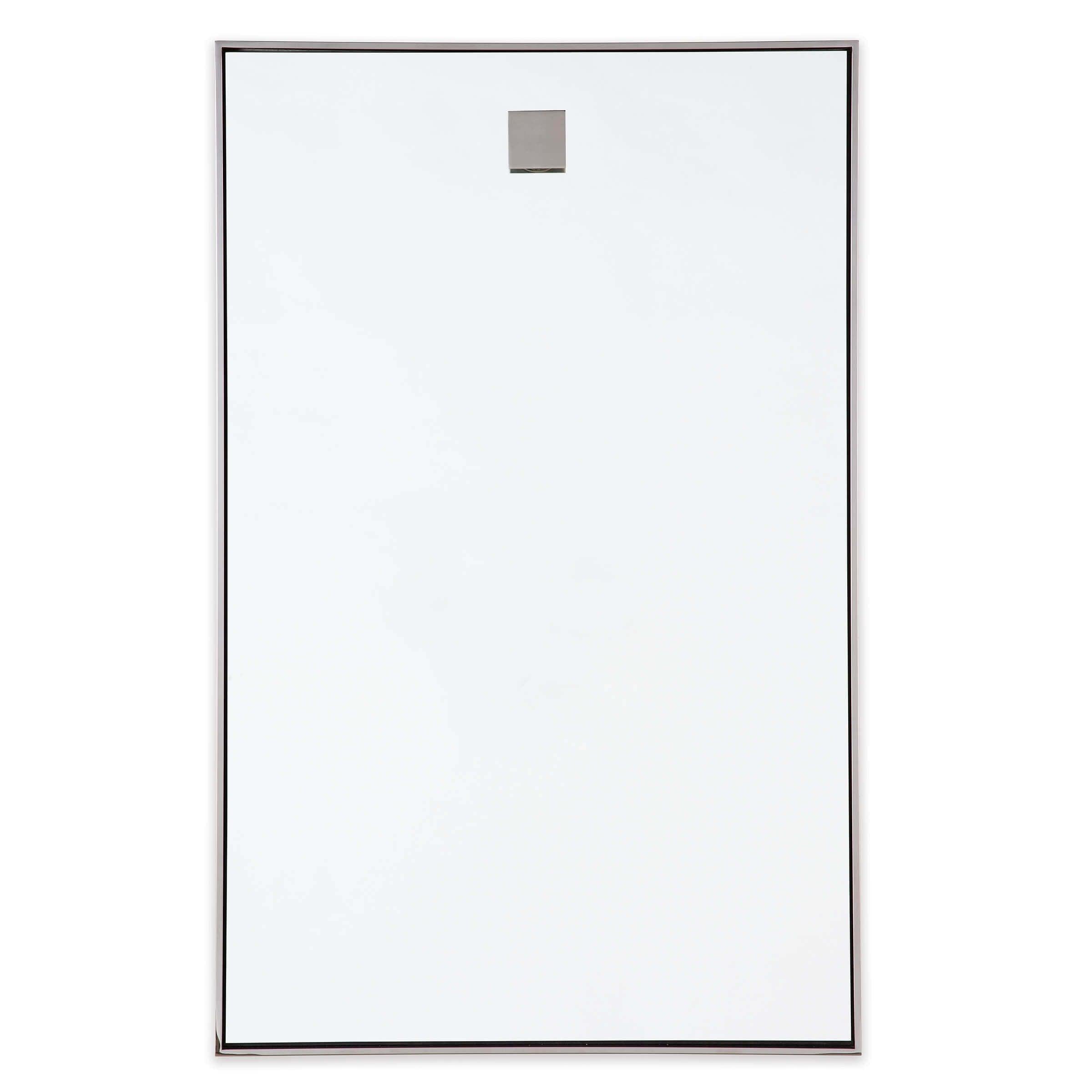 A sleek Hanging Rectangle Mirror with a polished nickel frame, showcasing its contemporary design and elegant finish.