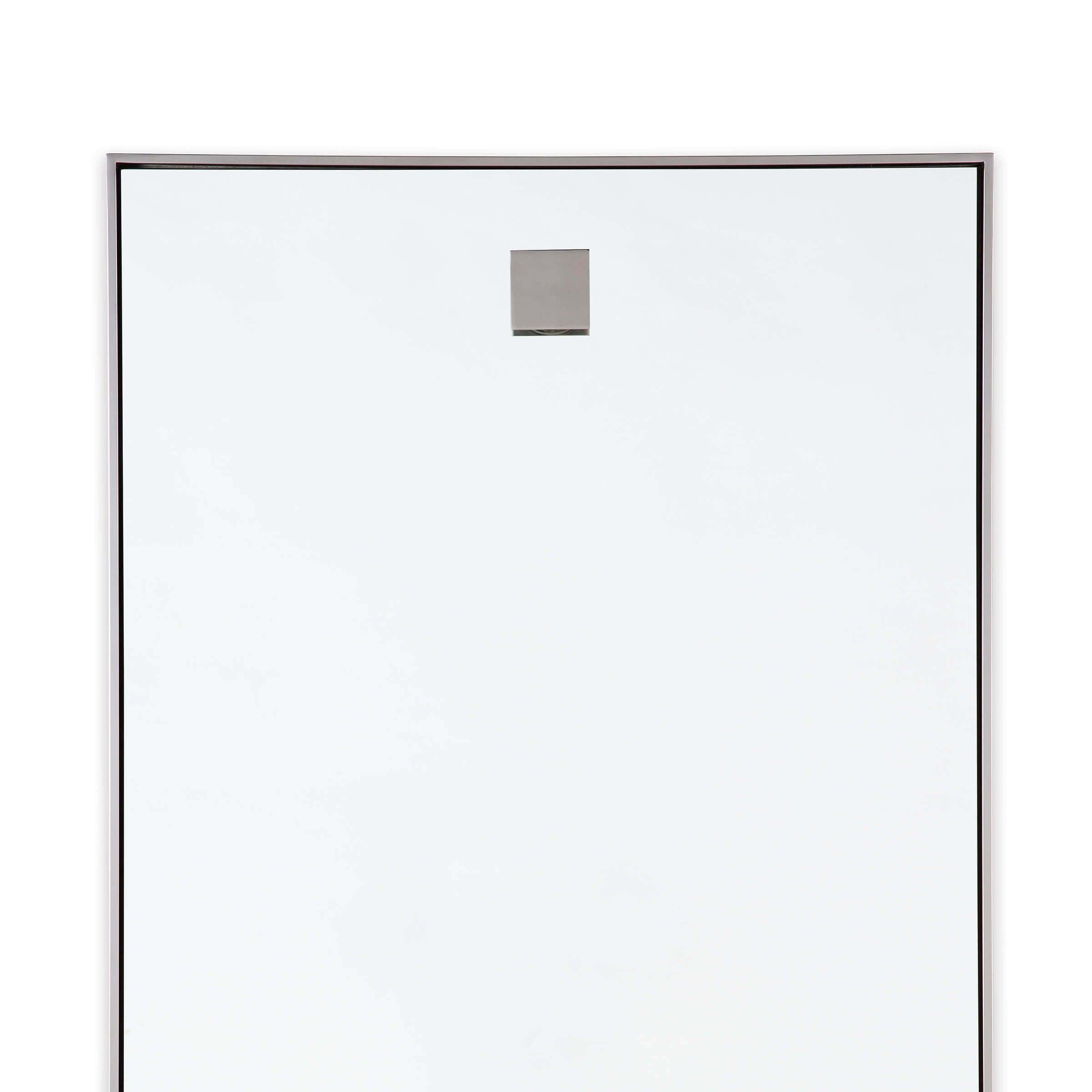 A sleek Hanging Rectangle Mirror with a polished nickel frame, showcasing its contemporary design and elegant finish.