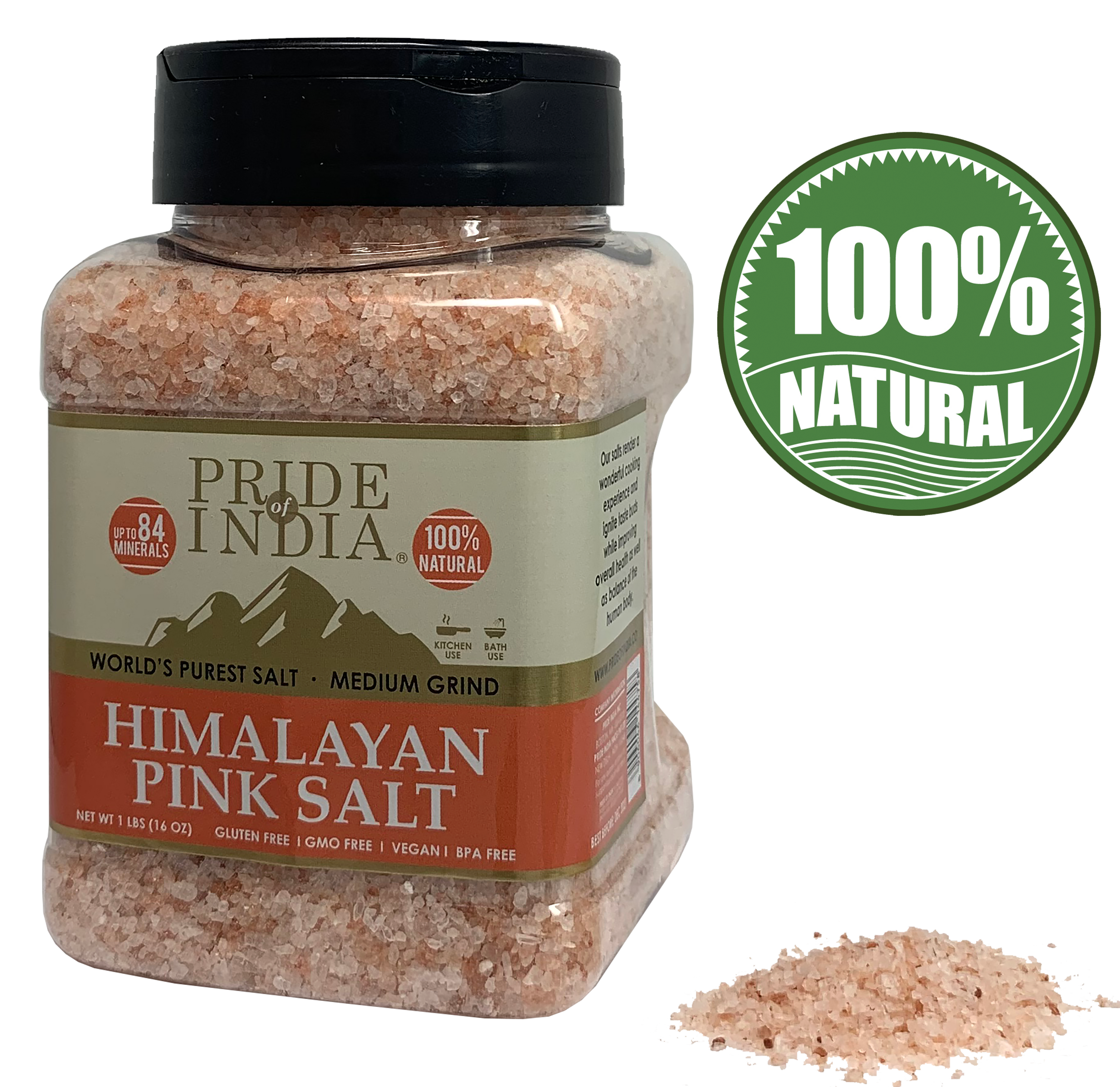 A bowl of Himalayan Pink Rock Salt - Medium Grind showcasing its coarse texture and reddish-pink color, ideal for cooking and therapeutic uses.