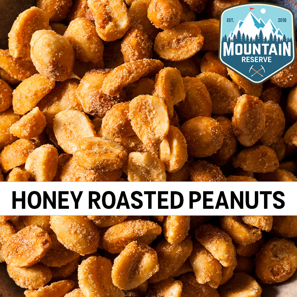 A 5oz container of honey roasted peanuts, showcasing their golden-brown color and crunchy texture.