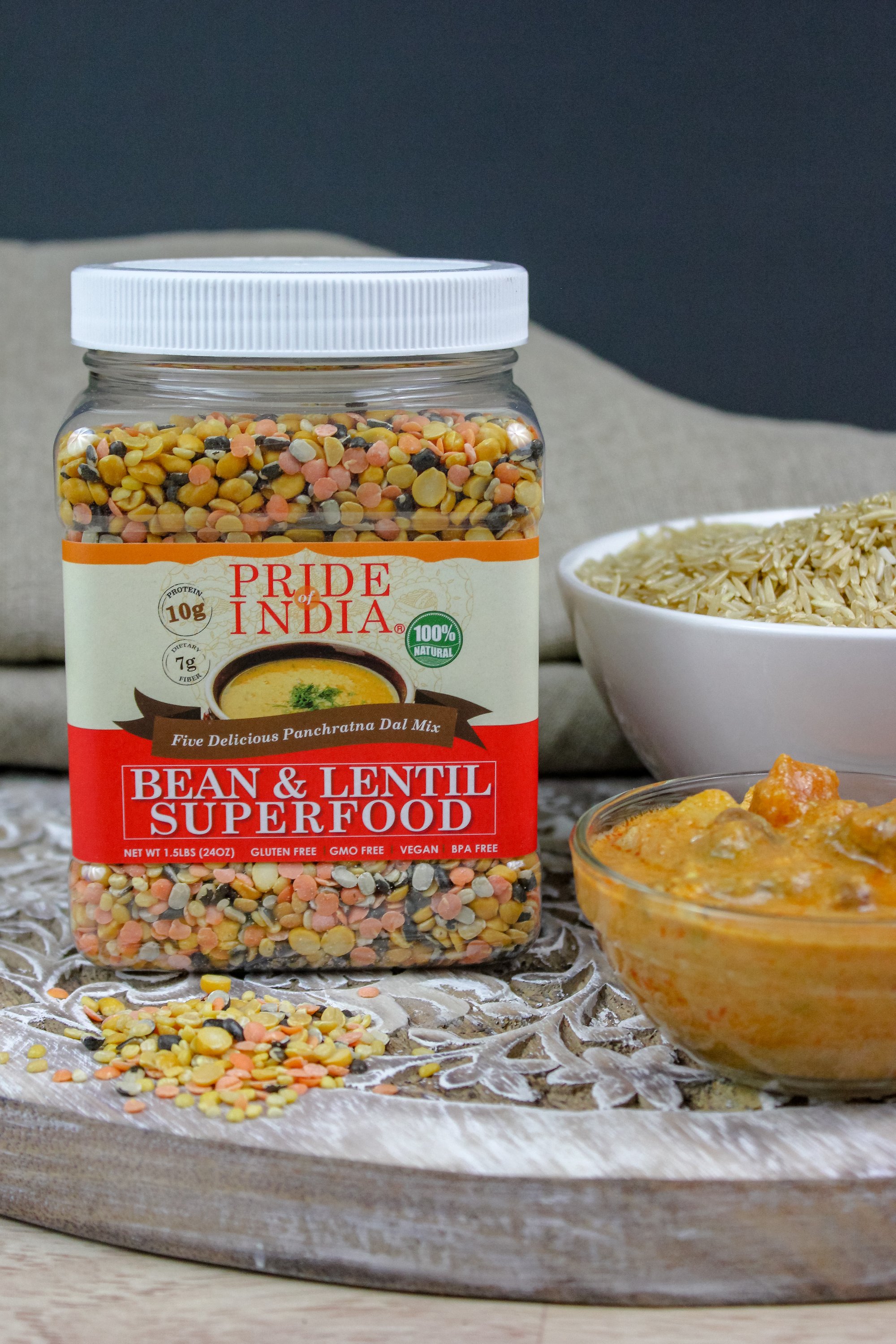 A bowl of Indian Panchratna Dal mixed with five types of lentils, showcasing its colorful and nutritious blend.