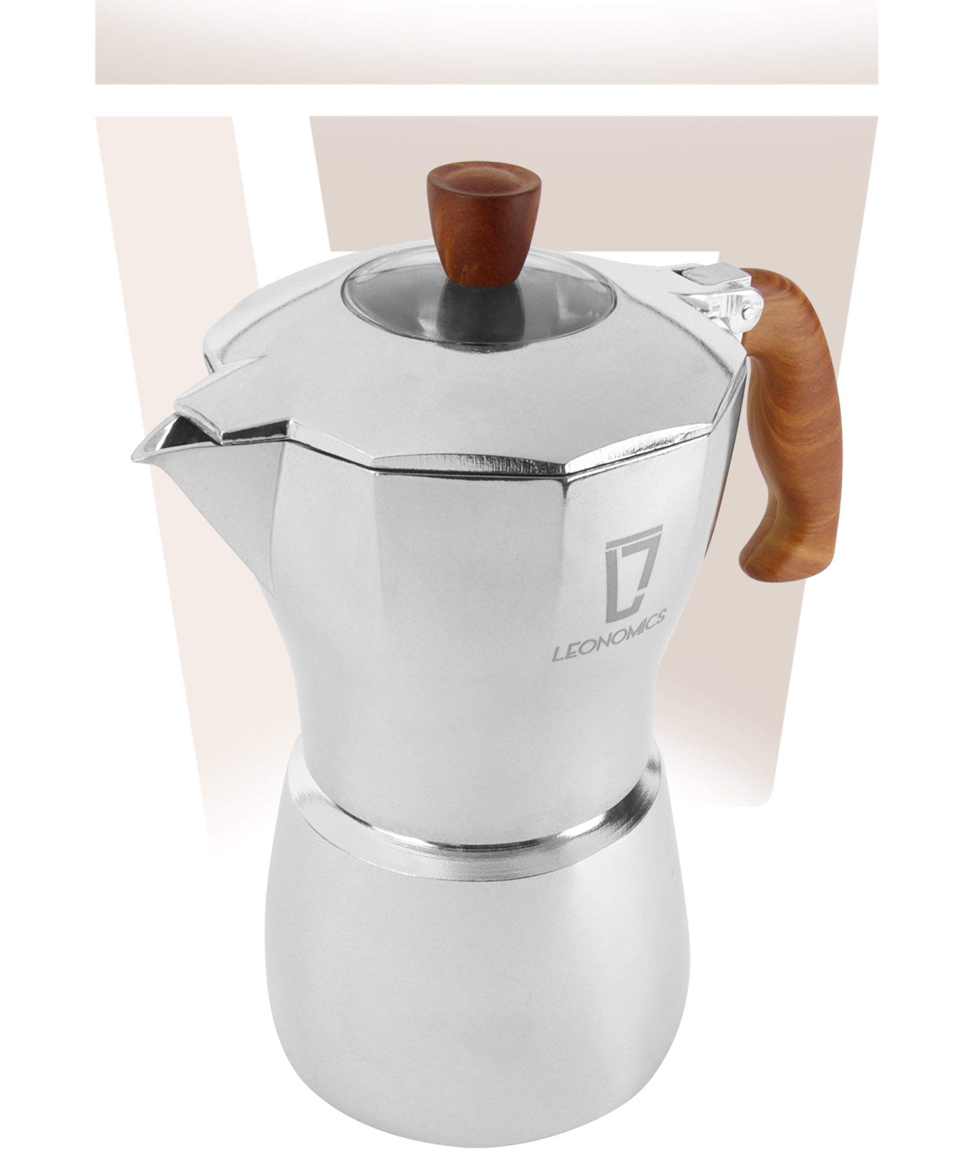 Leonomics Premium Aluminium Moka Pot - 300ml with a sleek design, perfect for brewing rich coffee.