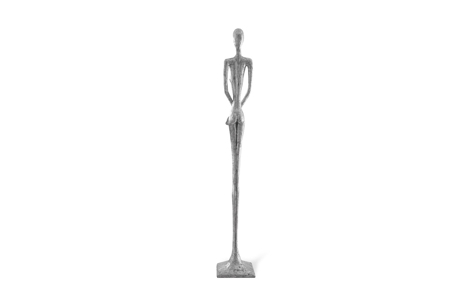 Lottie Silver Sculpture featuring a mid-century modern design with a silver leaf finish, showcasing a hammered metal appearance.