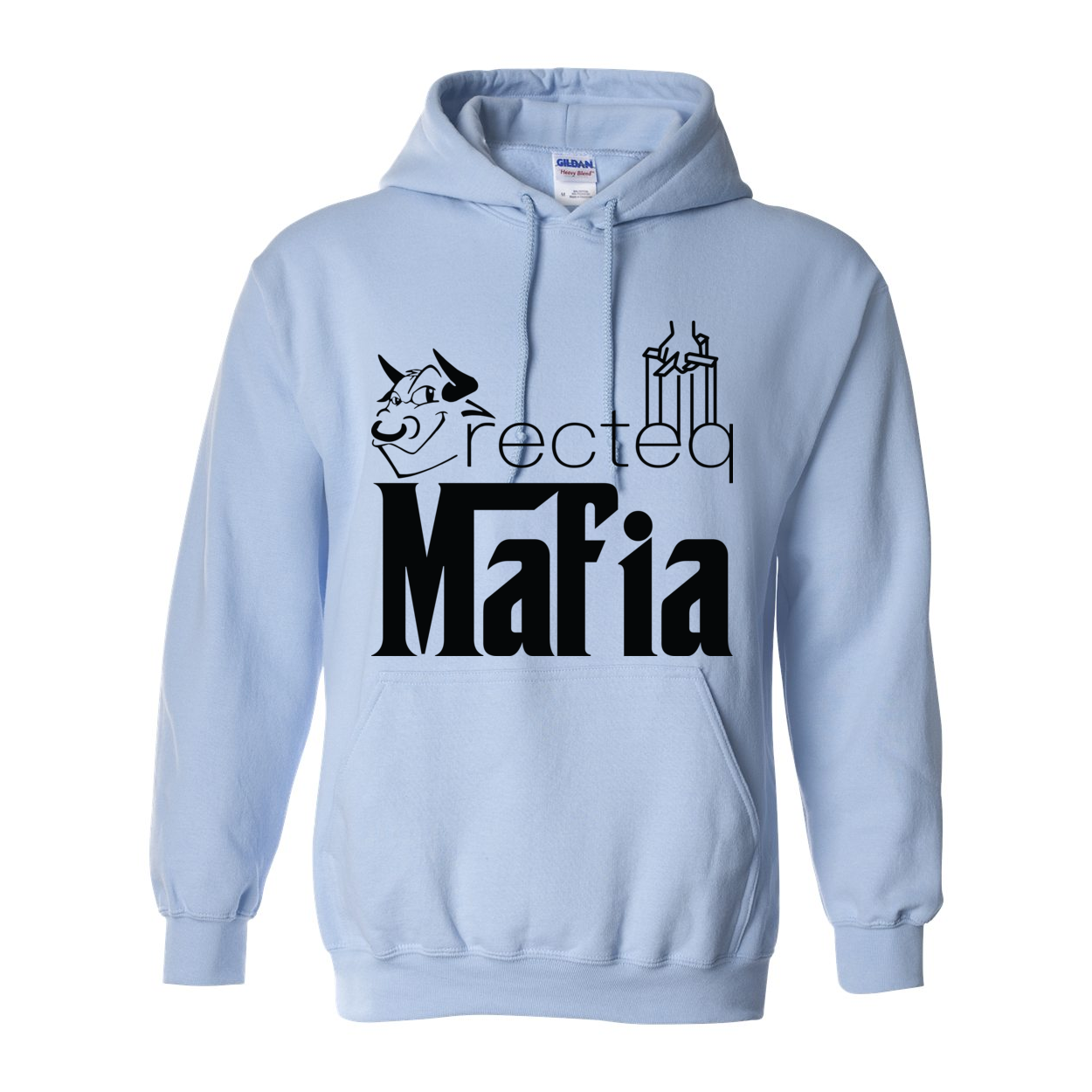 Mafia 1 Black Print Hoodie featuring a double-lined hood and front pouch pocket, made from a soft cotton/polyester blend.