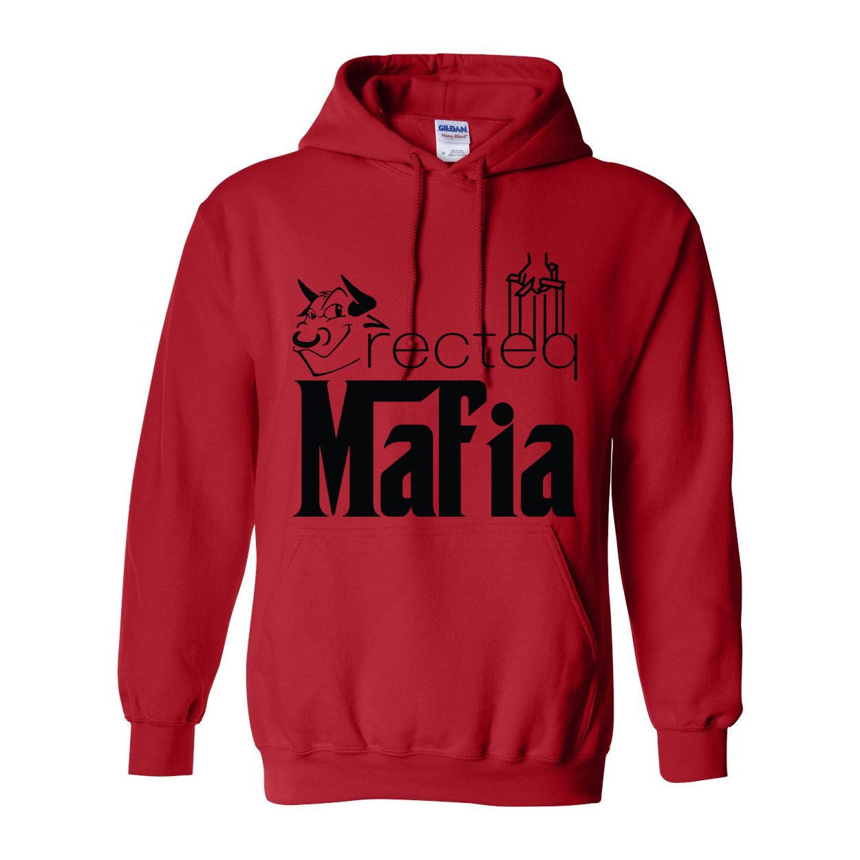 Mafia 1 Black Print Hoodie featuring a double-lined hood and front pouch pocket, made from a soft cotton/polyester blend.