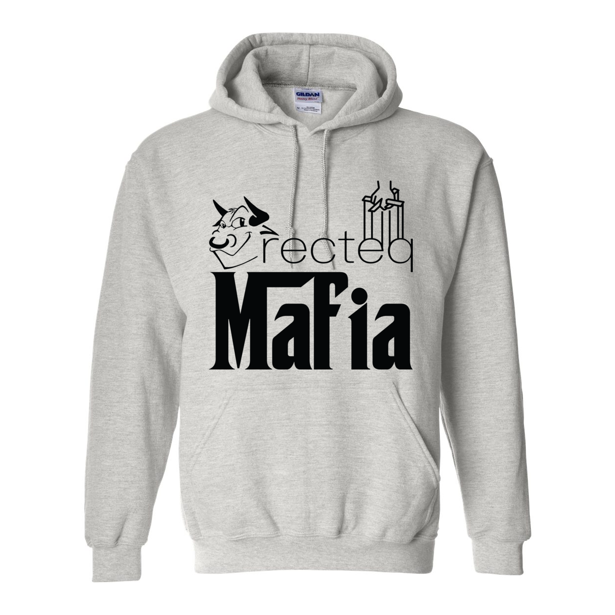 Mafia 1 Black Print Hoodie featuring a double-lined hood and front pouch pocket, made from a soft cotton/polyester blend.