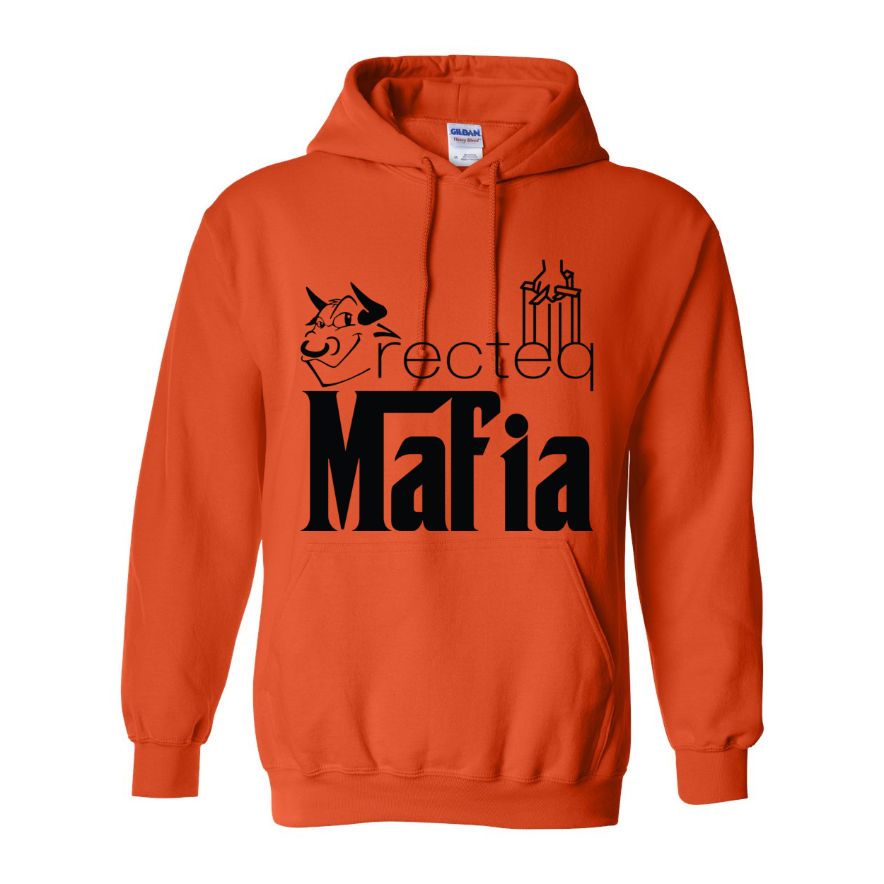 Mafia 1 Black Print Hoodie featuring a double-lined hood and front pouch pocket, made from a soft cotton/polyester blend.