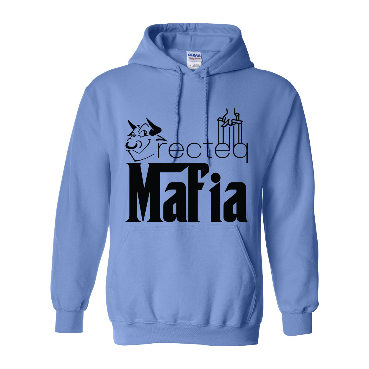 Mafia 1 Black Print Hoodie featuring a double-lined hood and front pouch pocket, made from a soft cotton/polyester blend.