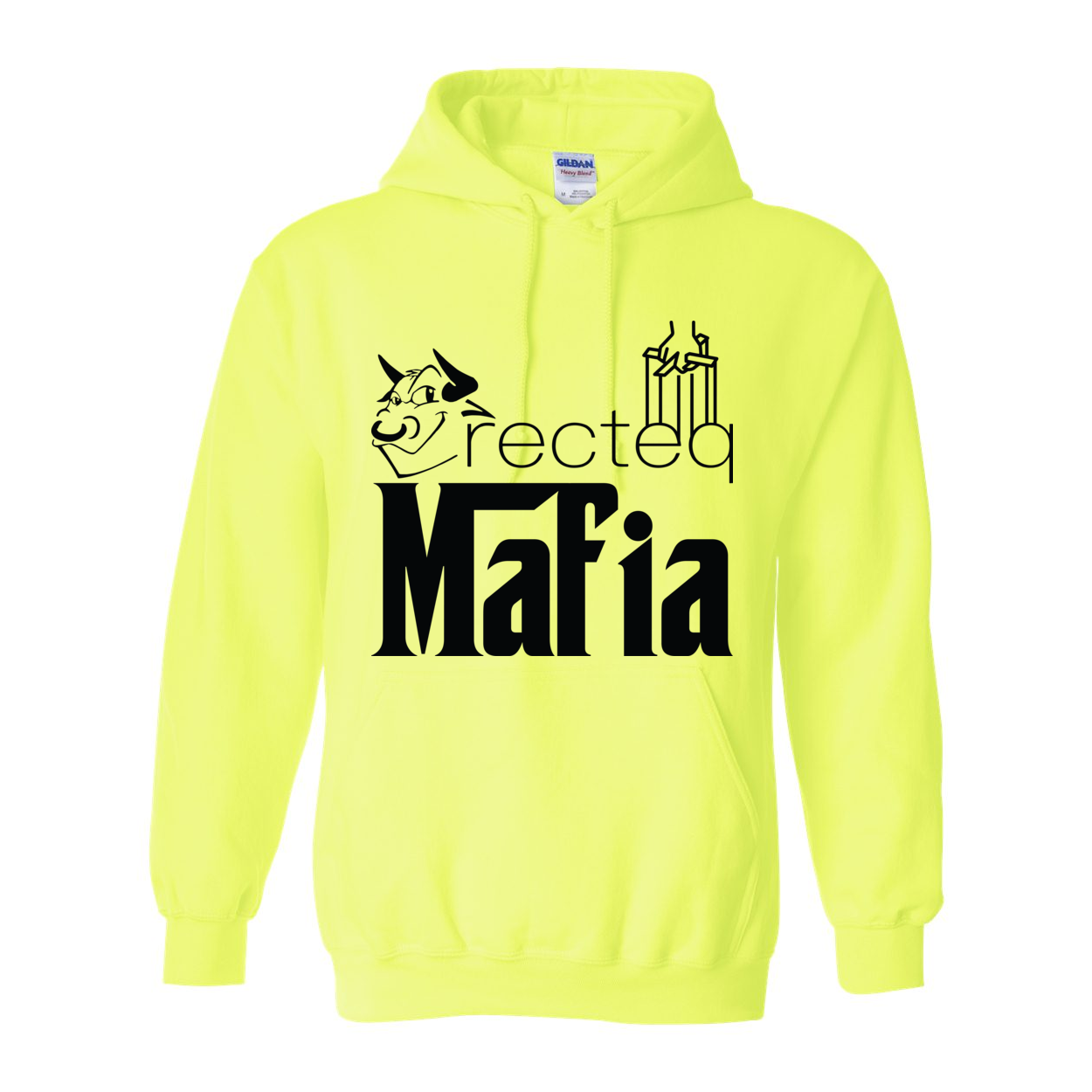 Mafia 1 Black Print Hoodie featuring a double-lined hood and front pouch pocket, made from a soft cotton/polyester blend.