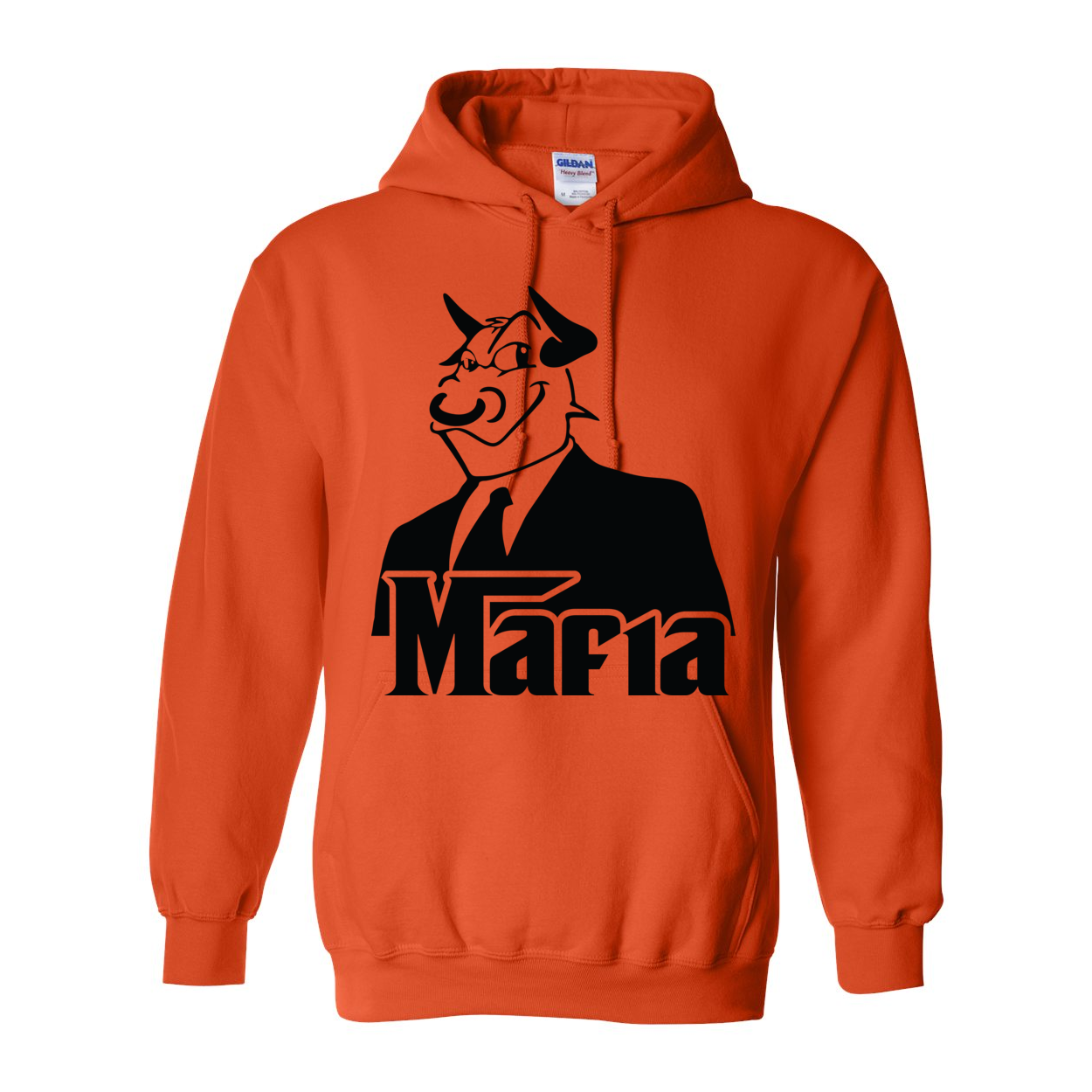 Mafia 2 Black Print Hoodie featuring a double-lined hood, front pouch pocket, and rib knit cuffs, showcasing a stylish design.