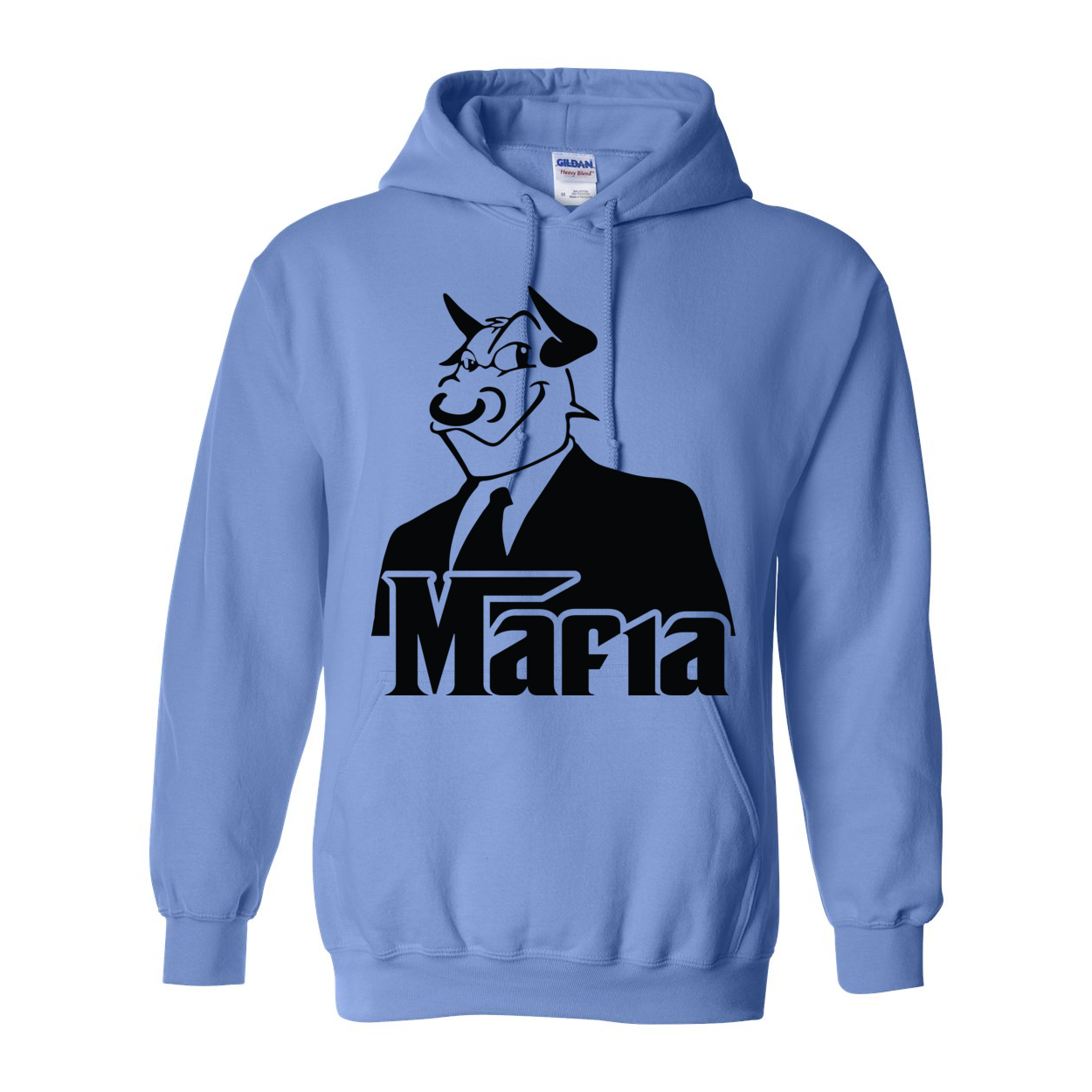 Mafia 2 Black Print Hoodie featuring a double-lined hood, front pouch pocket, and rib knit cuffs, showcasing a stylish design.