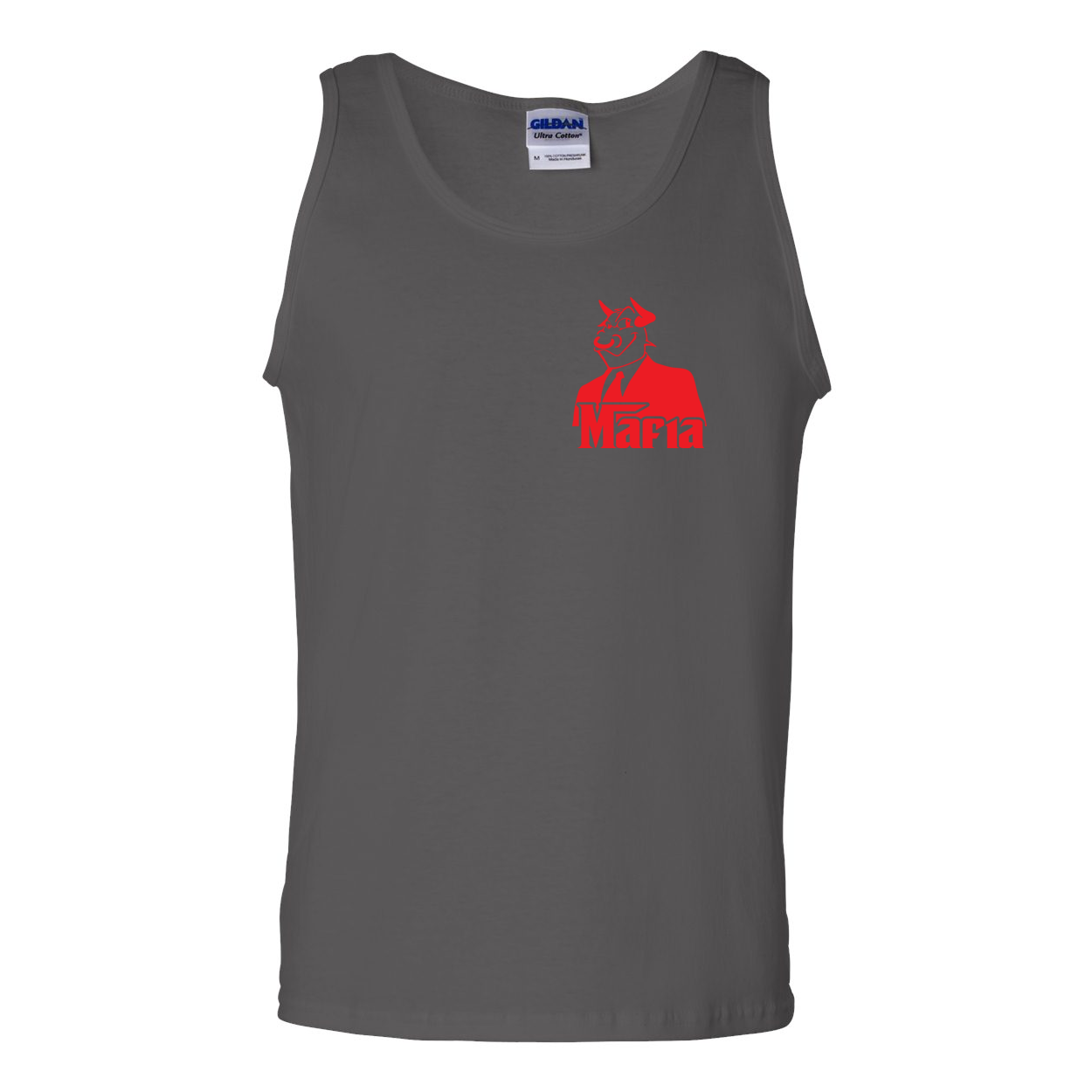 Mafia Front/Back Print Ultra Cotton Tank Top showcasing a stylish design with a comfortable fit, perfect for casual wear.