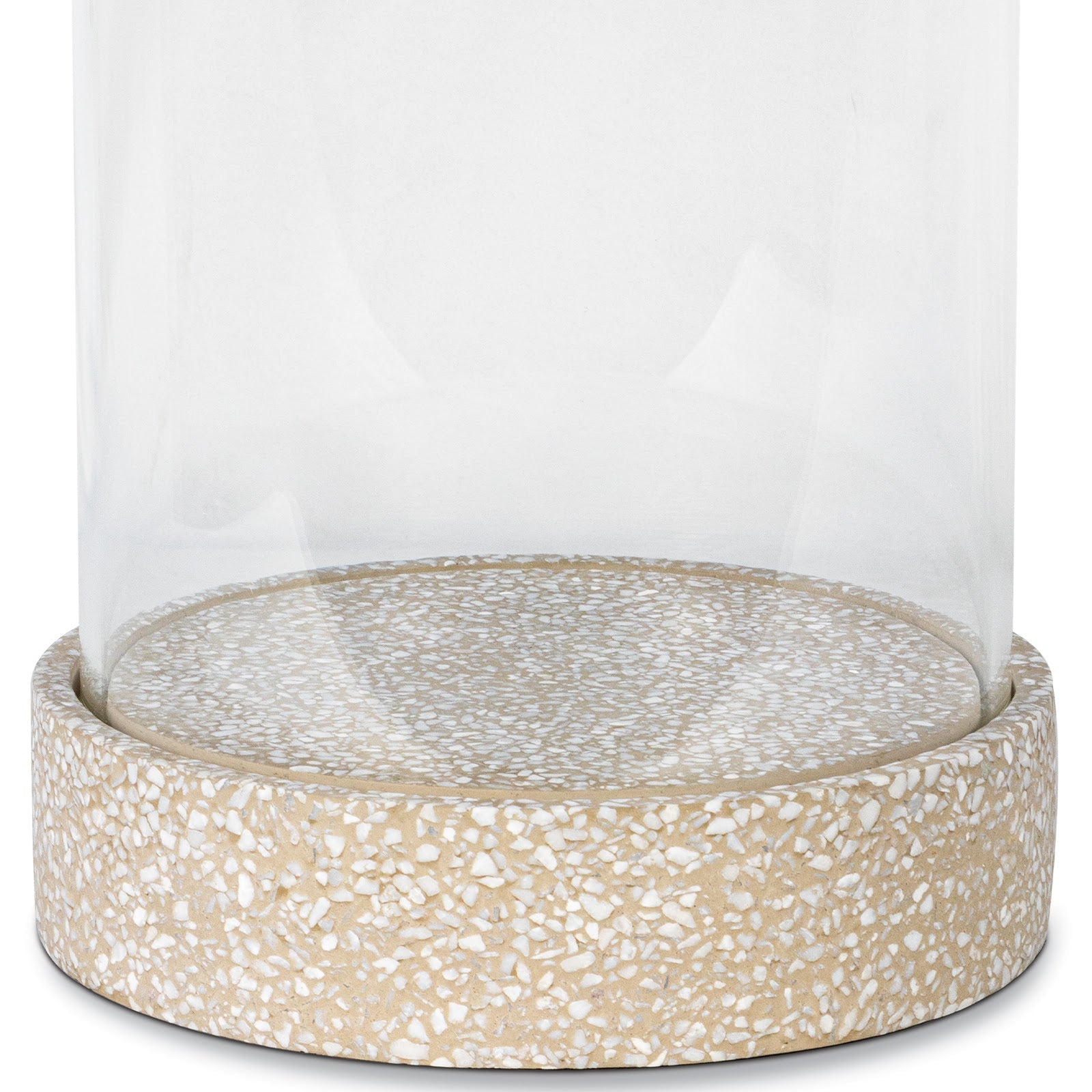 Marcello Terrazzo Hurricane Large featuring unique terrazzo design and tall glass tunnel, perfect for home decor.