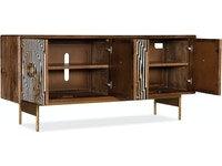 Mélange Russell Credenza featuring vibrant colors, intricate bone inlay, and elegant gold accents.