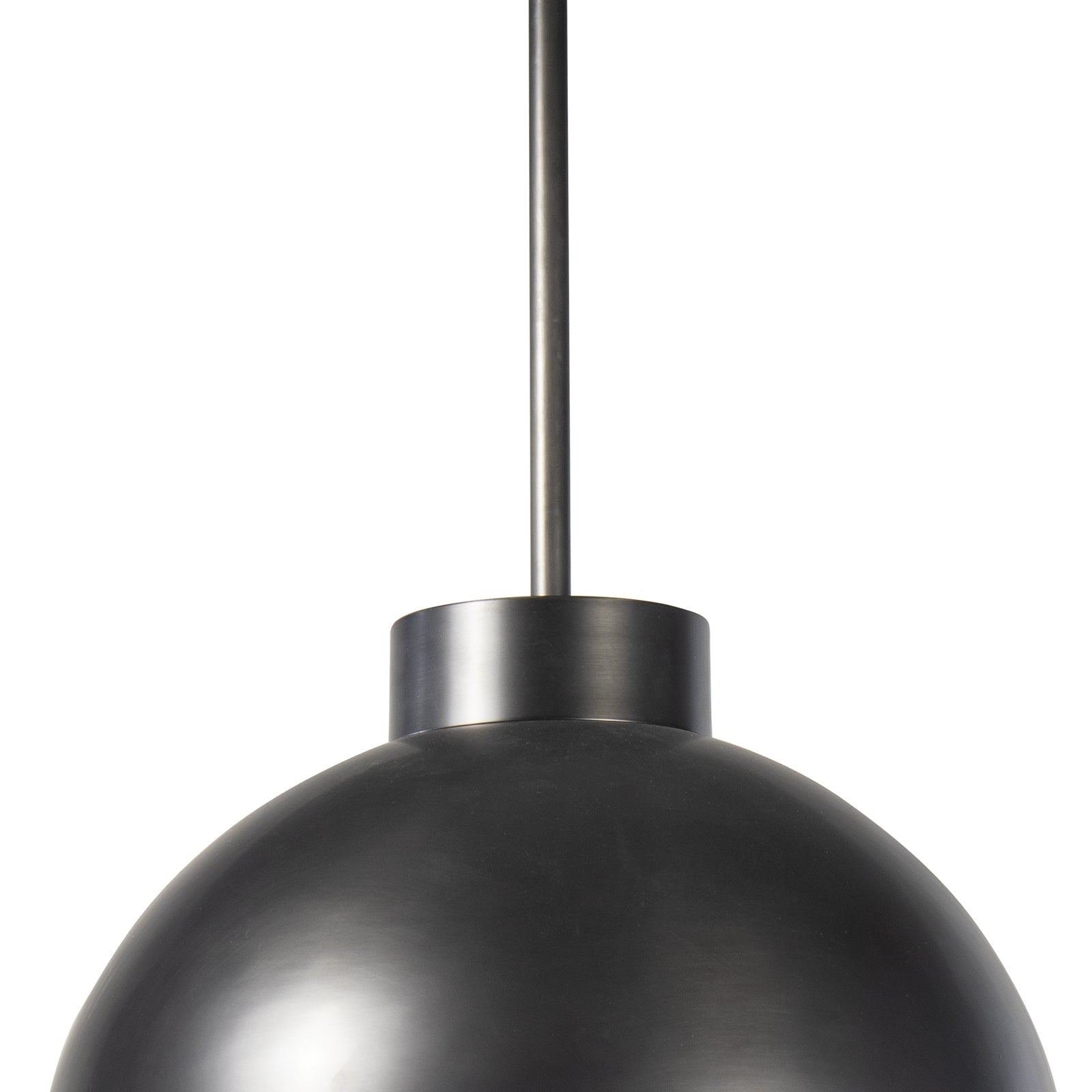 Montreux Pendant light featuring a curved metal shade and large milk glass globe, perfect for modern home decor.