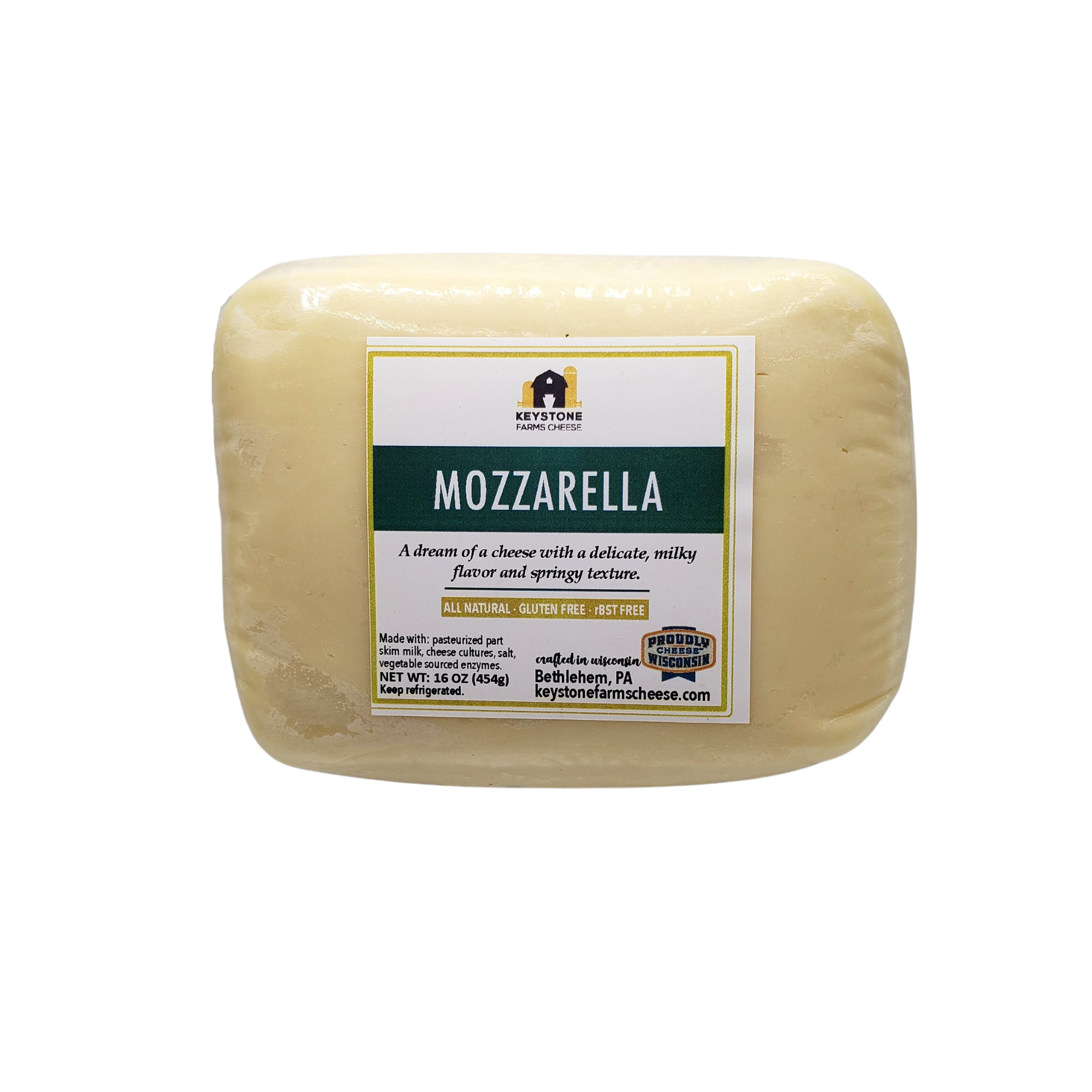 Fresh mozzarella cheese displayed on a wooden board, showcasing its smooth texture and creamy appearance.