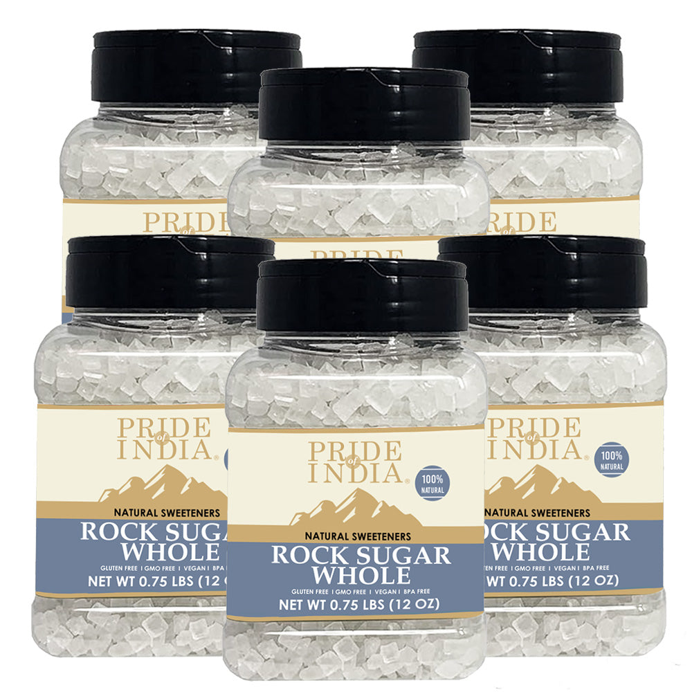 Natural Crystal Rock Sugar Whole in a dual sifting jar, showcasing its pure, crystalline structure and packaging.