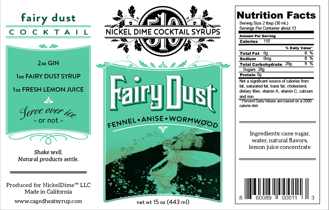 One Case Fairy Dust cocktail syrup featuring fennel, anise, and wormwood in elegant glass bottles.