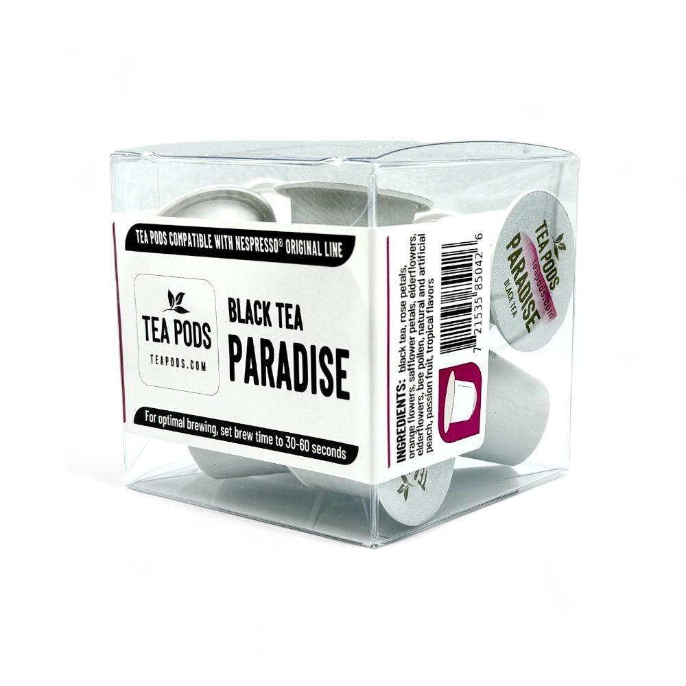 PARADISE black tea pods for Nespresso OriginalLine, featuring a blend of black tea and floral notes in a convenient capsule.