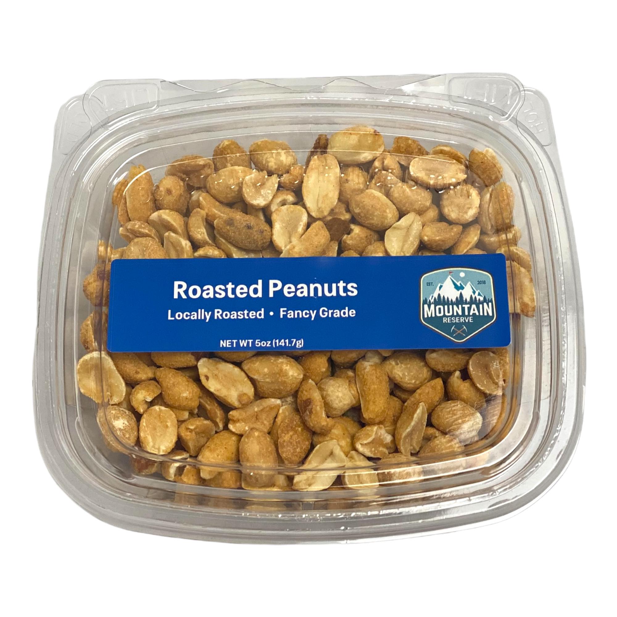 A 5oz container of roasted peanuts, showcasing their golden-brown color and crunchy texture.