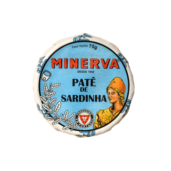 A jar of creamy Sardine Pâté with a rustic wooden spoon, showcasing its rich texture and authentic Portuguese flavor.