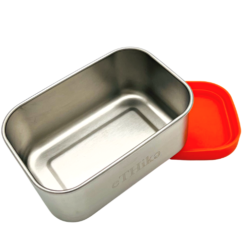 Set of 2 stainless steel food containers, each 150ml, with silicone and stainless steel lids, ideal for meal prep and snacks.