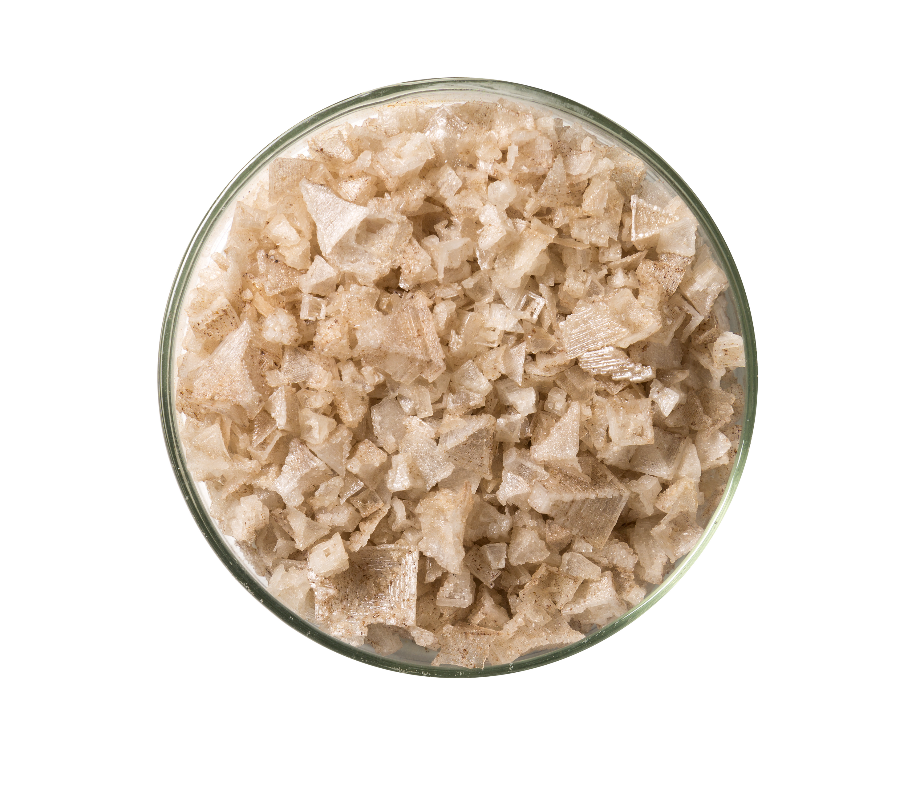 A jar of Smoked Salt 'BEECH' flakes showcasing its coarse texture and rich color, perfect for enhancing various dishes.