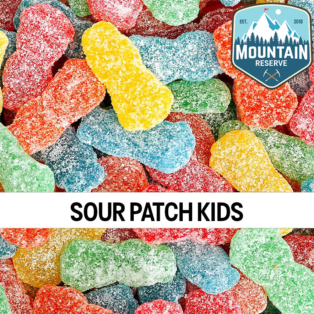 A colorful assortment of Sour Patch Kids candy in a 5oz container, showcasing their vibrant colors and fun shapes.