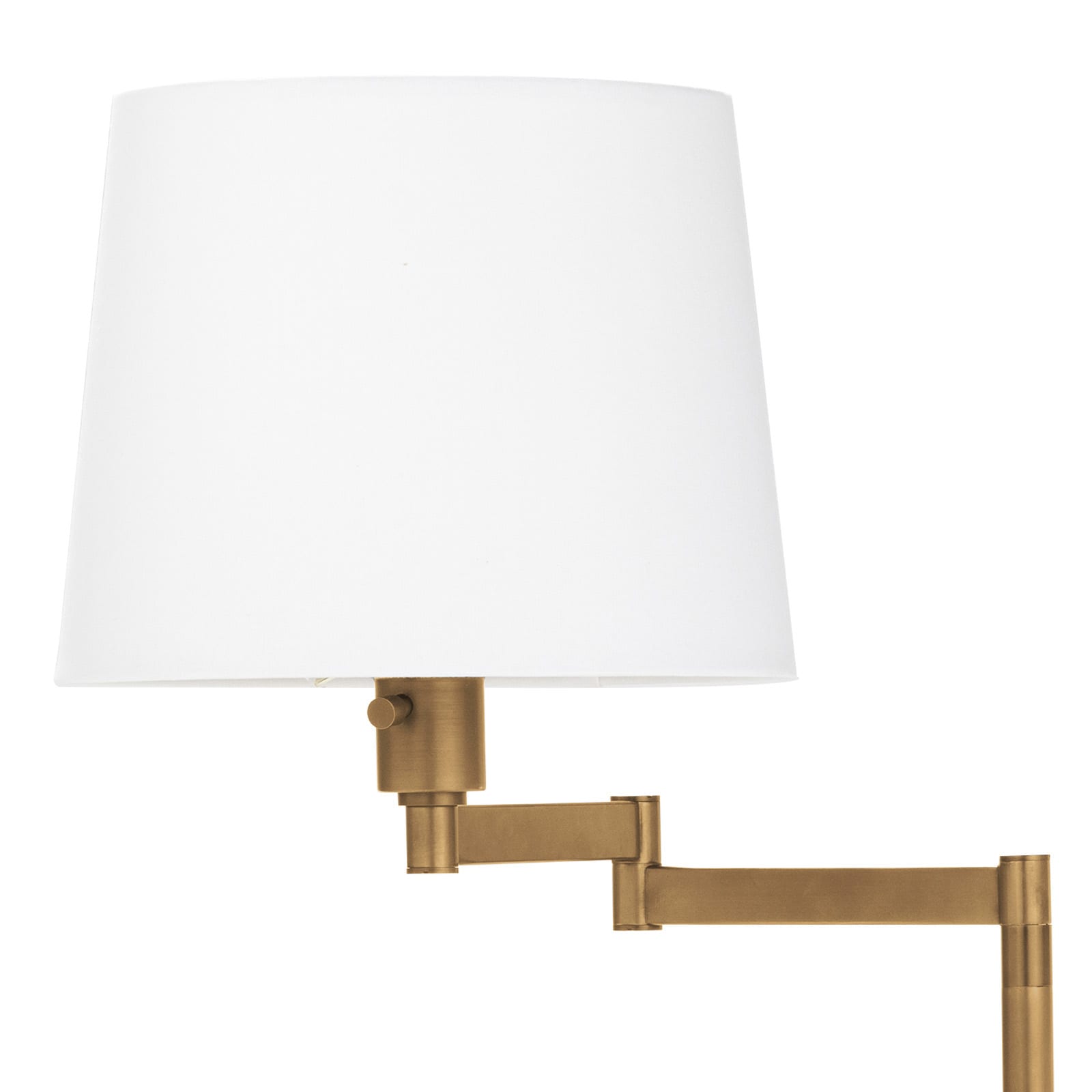 Virtue Floor Lamp featuring a natural brass finish and adjustable design, ideal for reading and task lighting.