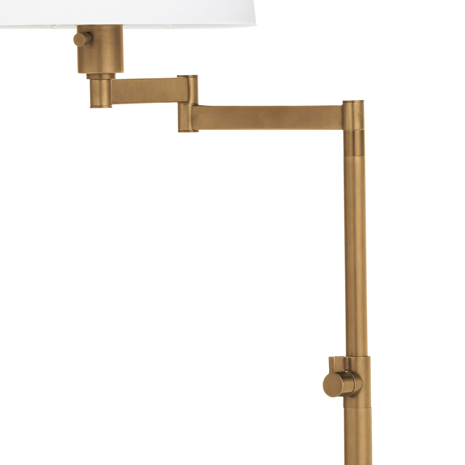 Virtue Floor Lamp featuring a natural brass finish and adjustable design, ideal for reading and task lighting.