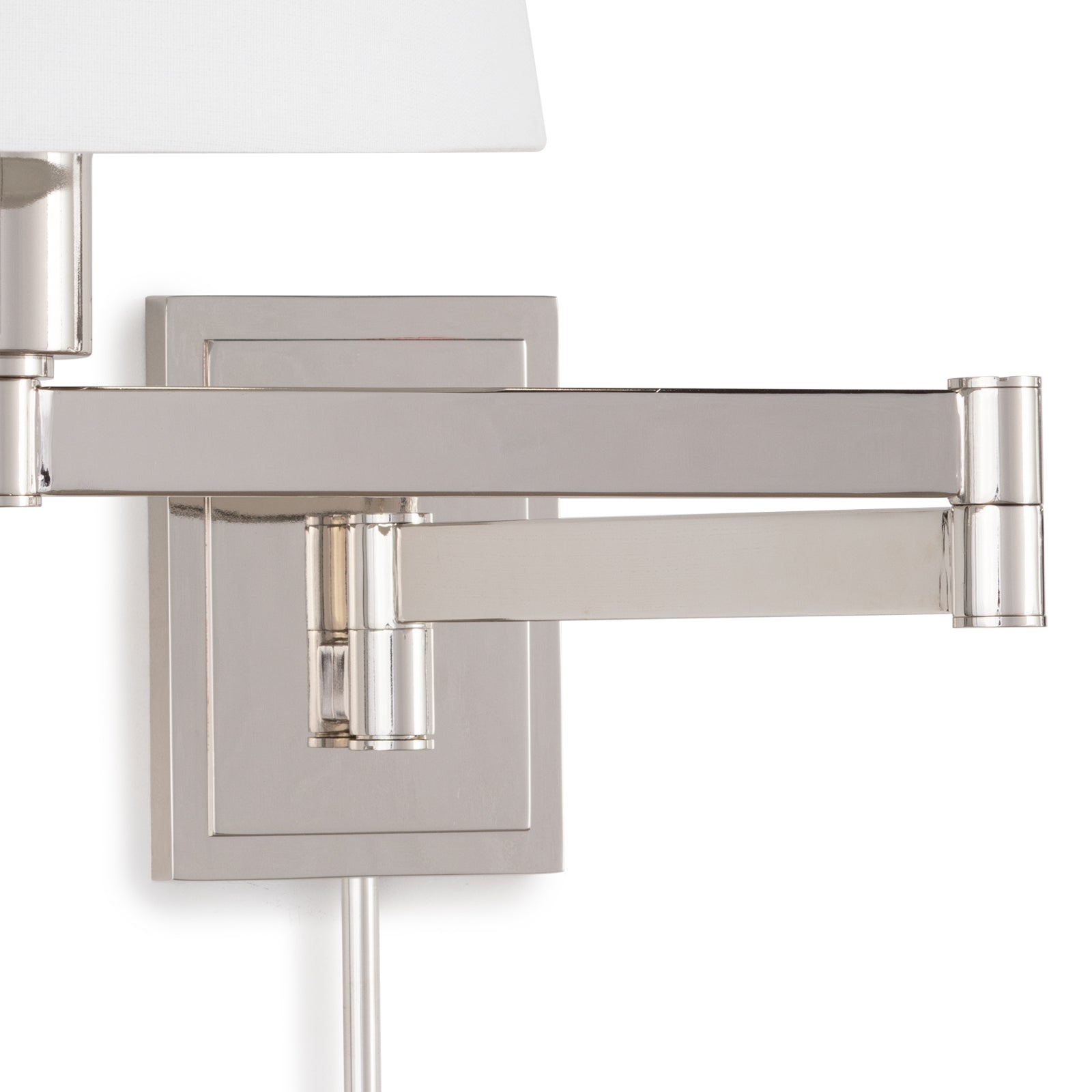 Virtue Sconce in Polished Nickel showcasing its elegant design and adjustable arm for task lighting.