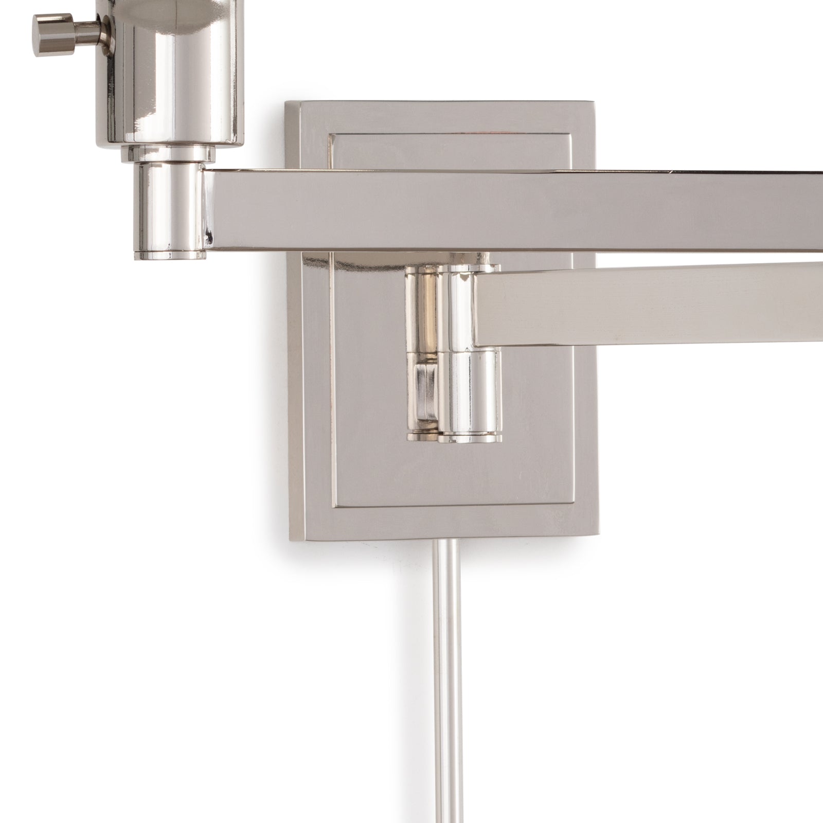 Virtue Sconce in Polished Nickel showcasing its elegant design and adjustable arm for task lighting.