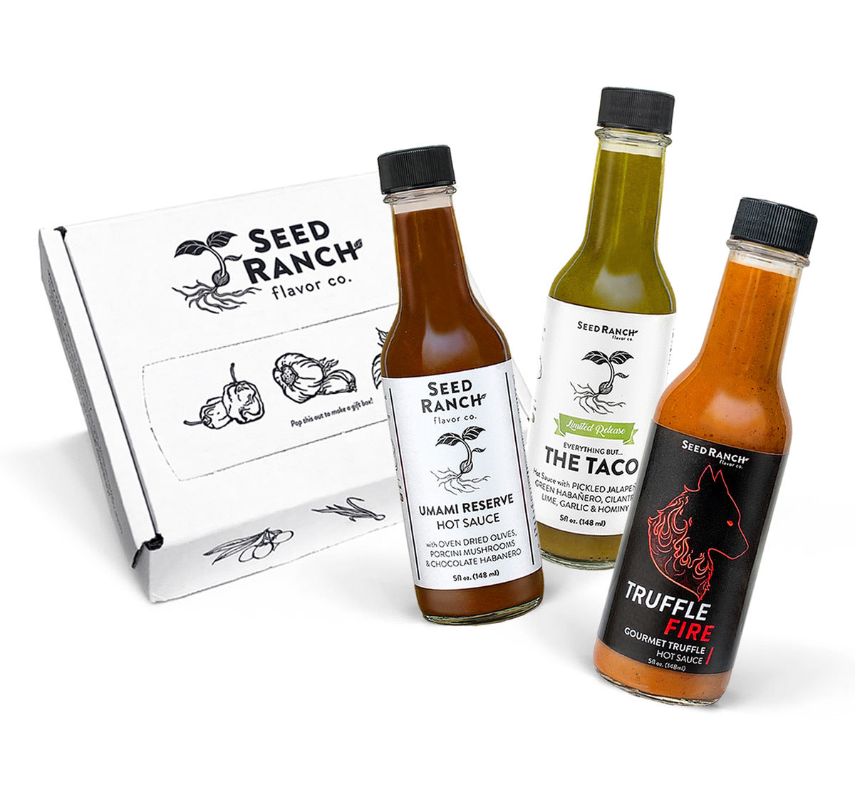 What's Hot Now Bundle featuring Truffle Fire, Everything But The Taco, and Umami Reserve in an attractive packaging.