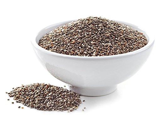 A jar of Whole Black Chia Seeds showcasing the rich black seeds, emphasizing their health benefits and natural origins.