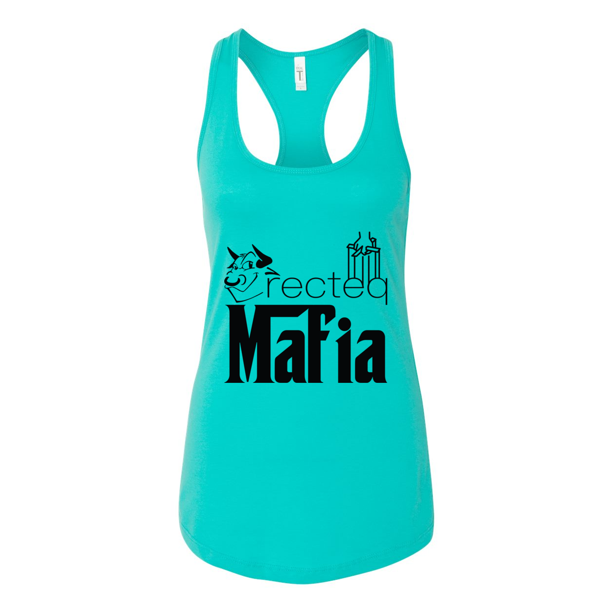 Women's Racerback Tank Mafia 1 in various colors, showcasing its stylish design and comfortable fit.