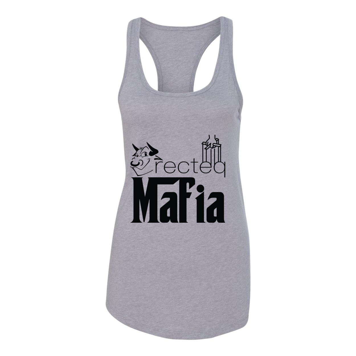 Women's Racerback Tank Mafia 1 in various colors, showcasing its stylish design and comfortable fit.