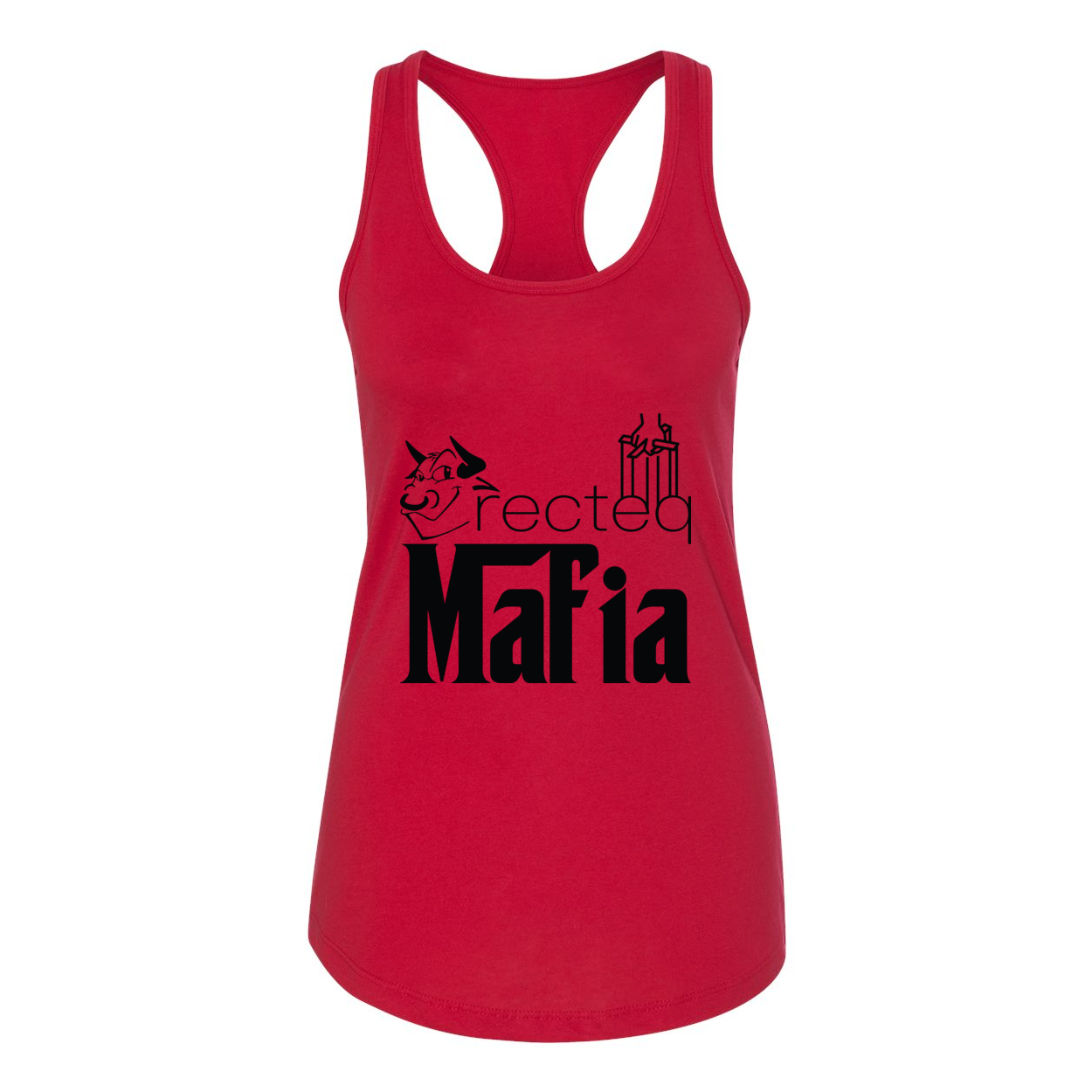 Women's Racerback Tank Mafia 1 in various colors, showcasing its stylish design and comfortable fit.