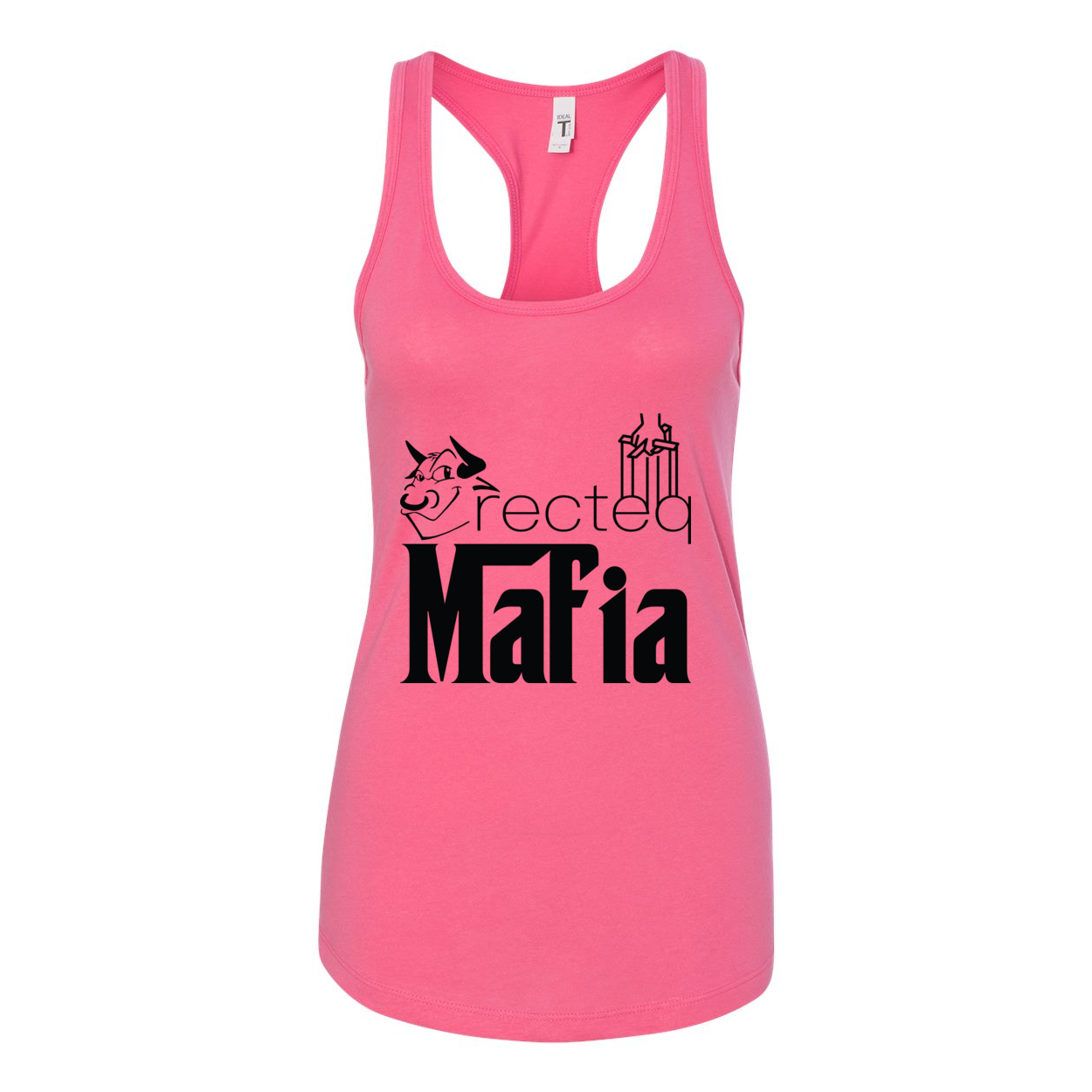 Women's Racerback Tank Mafia 1 in various colors, showcasing its stylish design and comfortable fit.