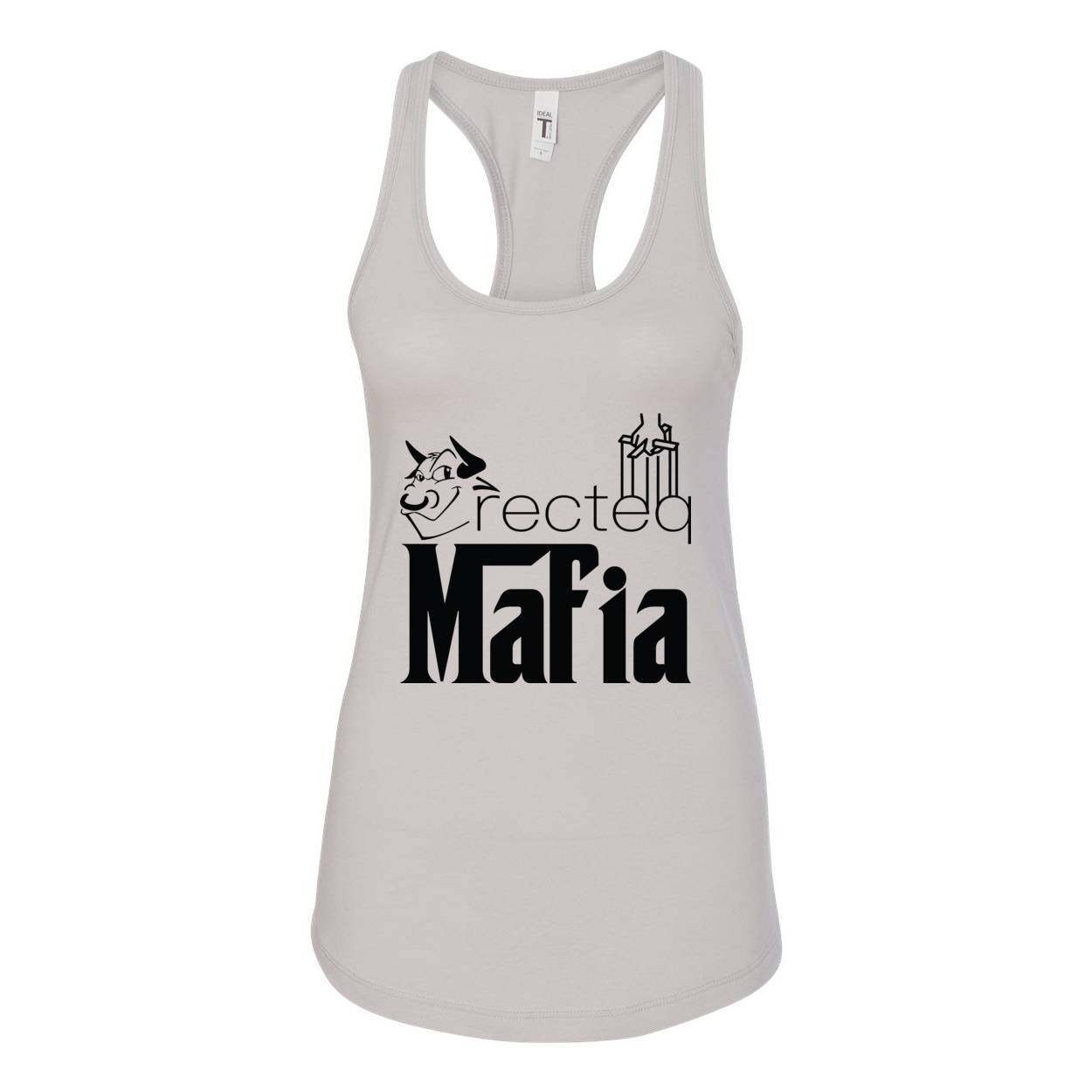 Women's Racerback Tank Mafia 1 in various colors, showcasing its stylish design and comfortable fit.