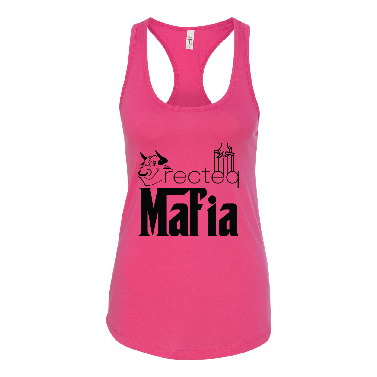 Women's Racerback Tank Mafia 1 in various colors, showcasing its stylish design and comfortable fit.