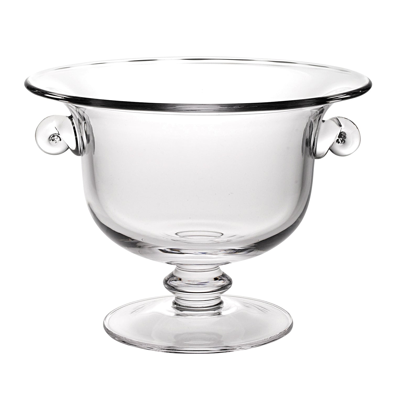 Elegant mouth blown crystal trophy centerpiece bowl, perfect for fruits and appetizers, showcasing clear design and high-quality craftsmanship.