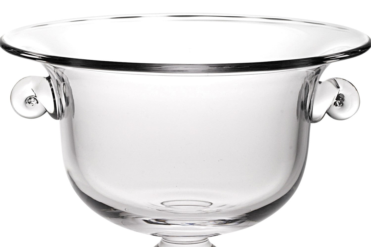 Elegant mouth blown crystal trophy centerpiece bowl, perfect for fruits and appetizers, showcasing clear design and high-quality craftsmanship.