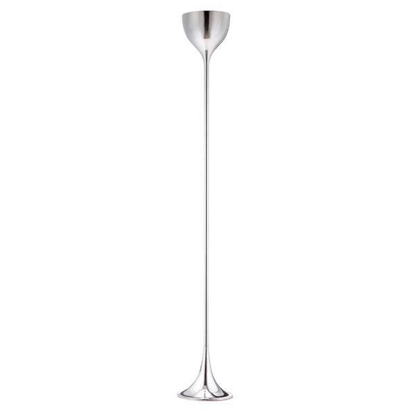 Elegant 11" X 11" X 65.4" frosted glass floor lamp with chrome finish, showcasing a teardrop shape.