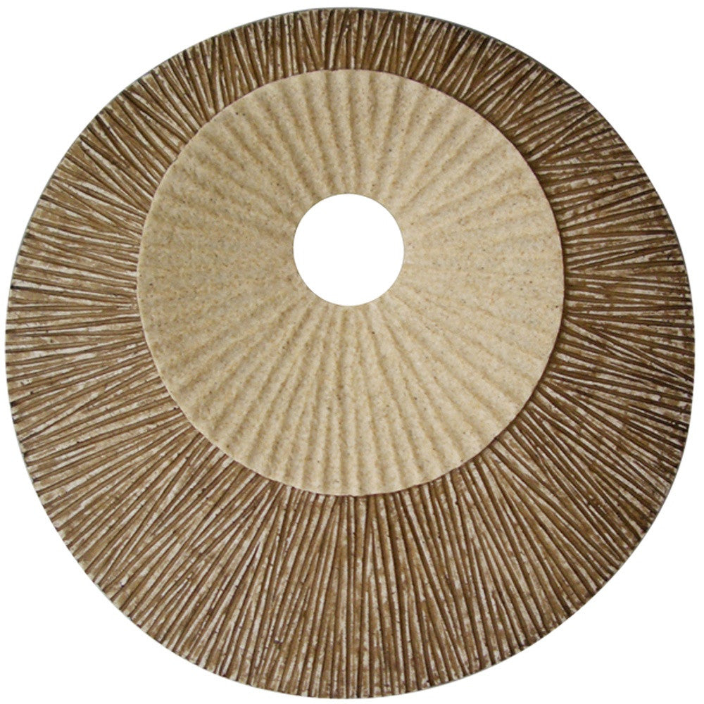 14 x 14 Brown Round Ribbed Wall Plaque featuring a modern spiral design and ribbed finish, perfect for home decor.