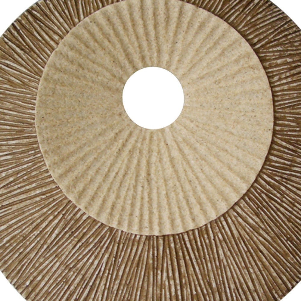 14 x 14 Brown Round Ribbed Wall Plaque featuring a modern spiral design and ribbed finish, perfect for home decor.