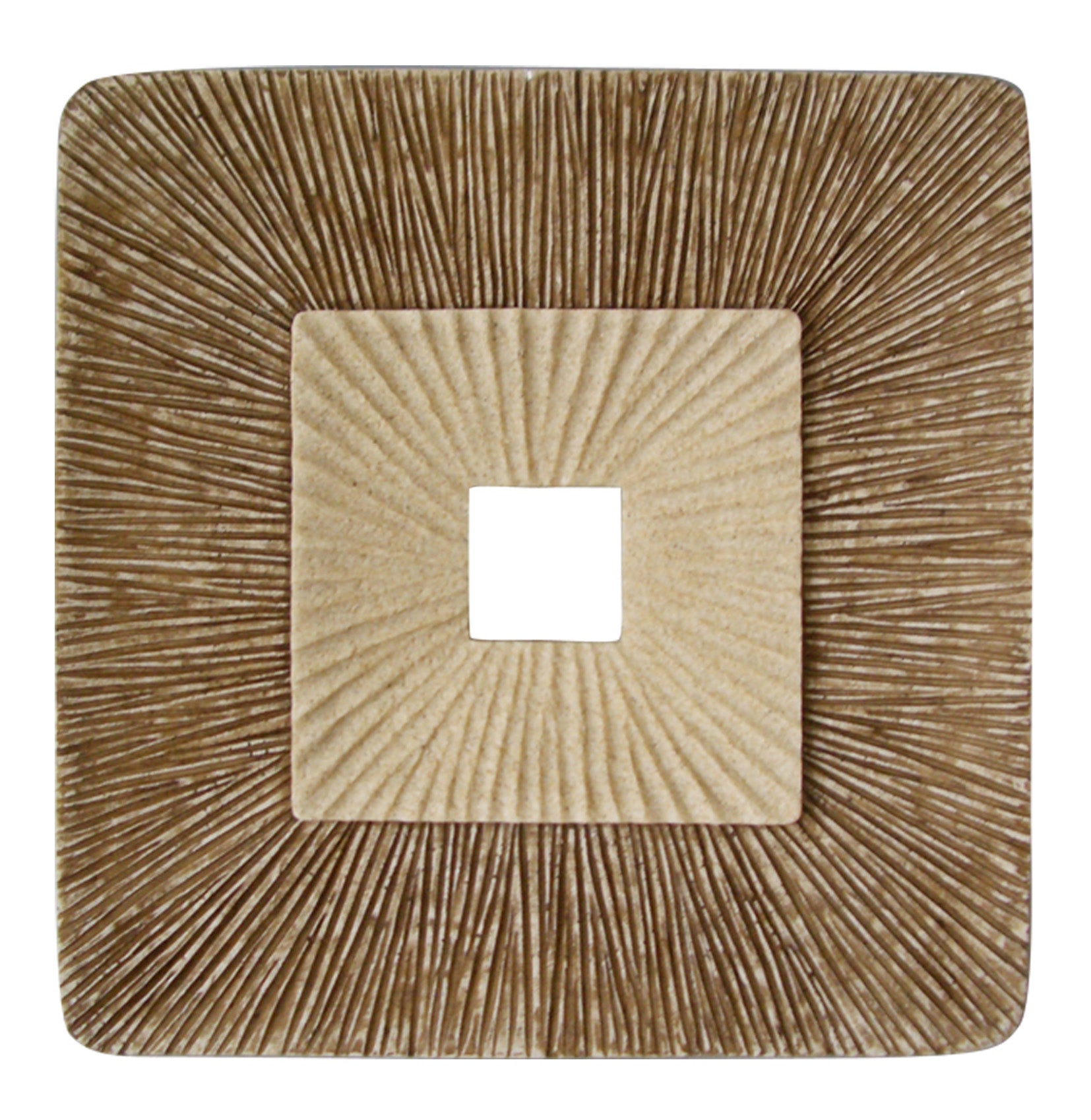 19 x 19 x 19 Brown Concave Square Double Layer Ribbed Wall Plaque showcasing a modern design with ribbed texture.