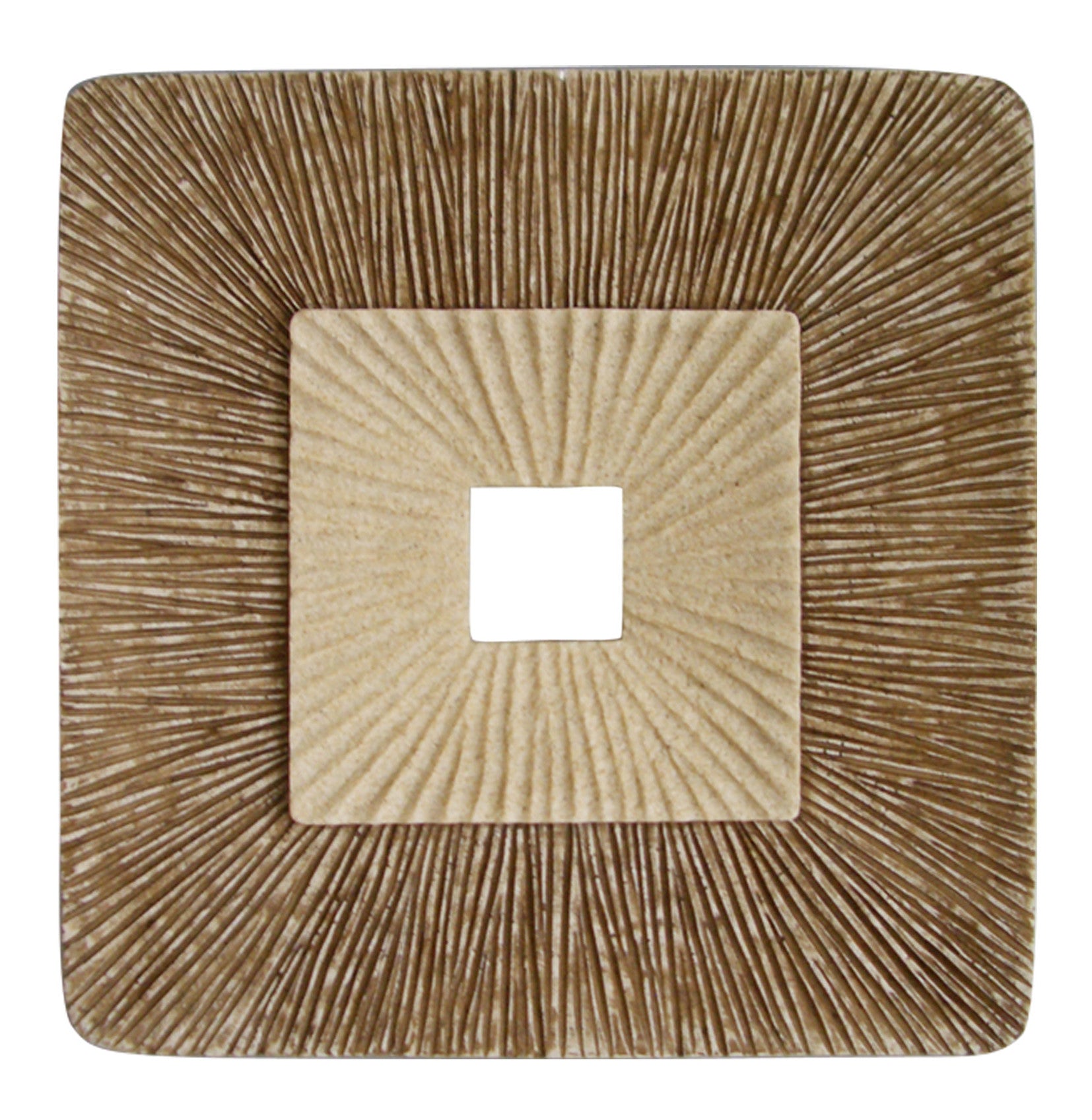 19 x 19 x 19 Brown Concave Square Double Layer Ribbed Wall Plaque showcasing a modern design with ribbed texture.