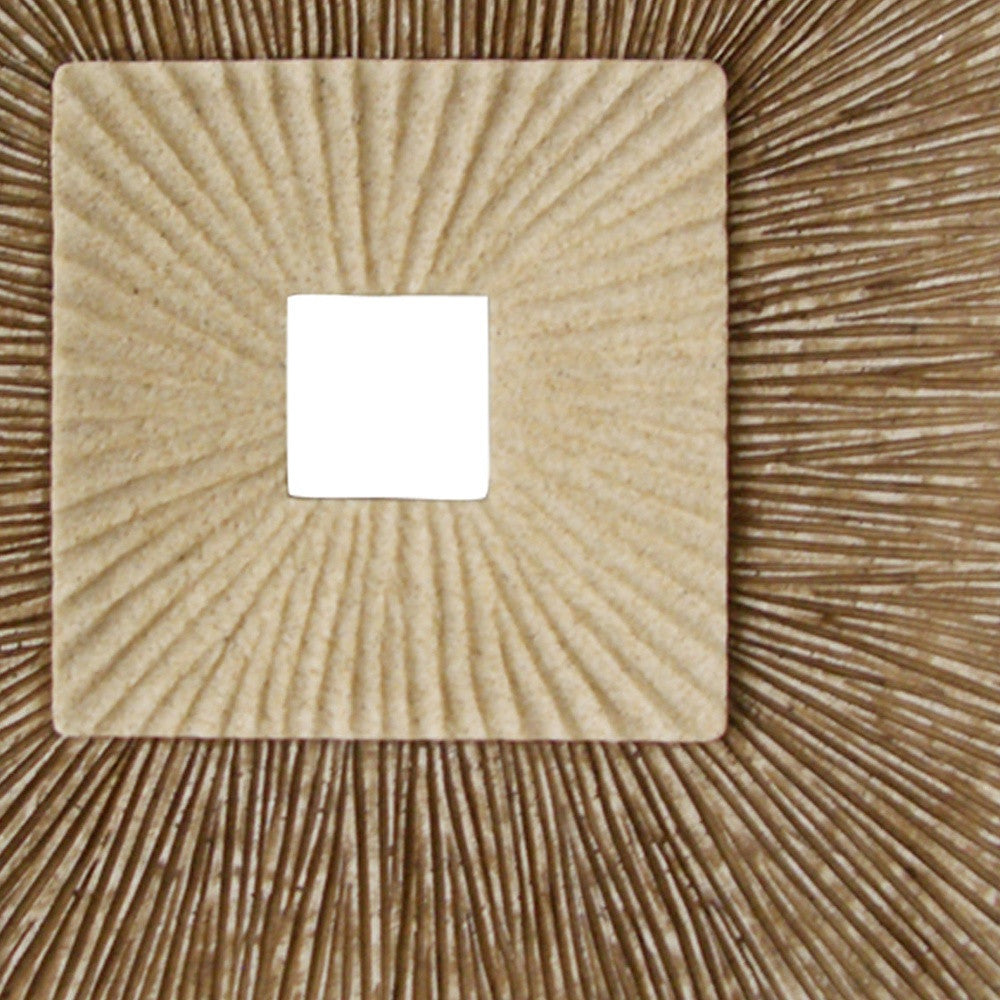 19 x 19 x 19 Brown Concave Square Double Layer Ribbed Wall Plaque showcasing a modern design with ribbed texture.